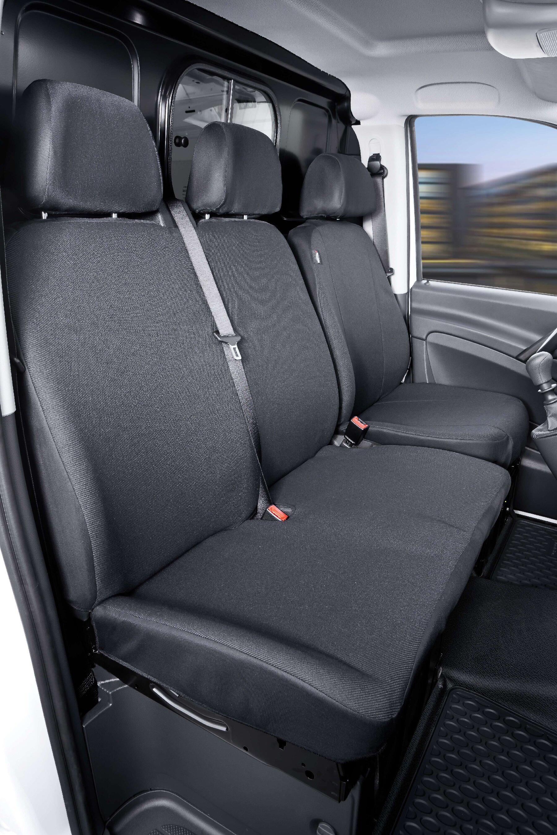 Autostoelhoes Transporter Fit van stof antraciet geschikt voor Mercedes-Benz Viano/Vito, Einzel & Dubbele Bank
