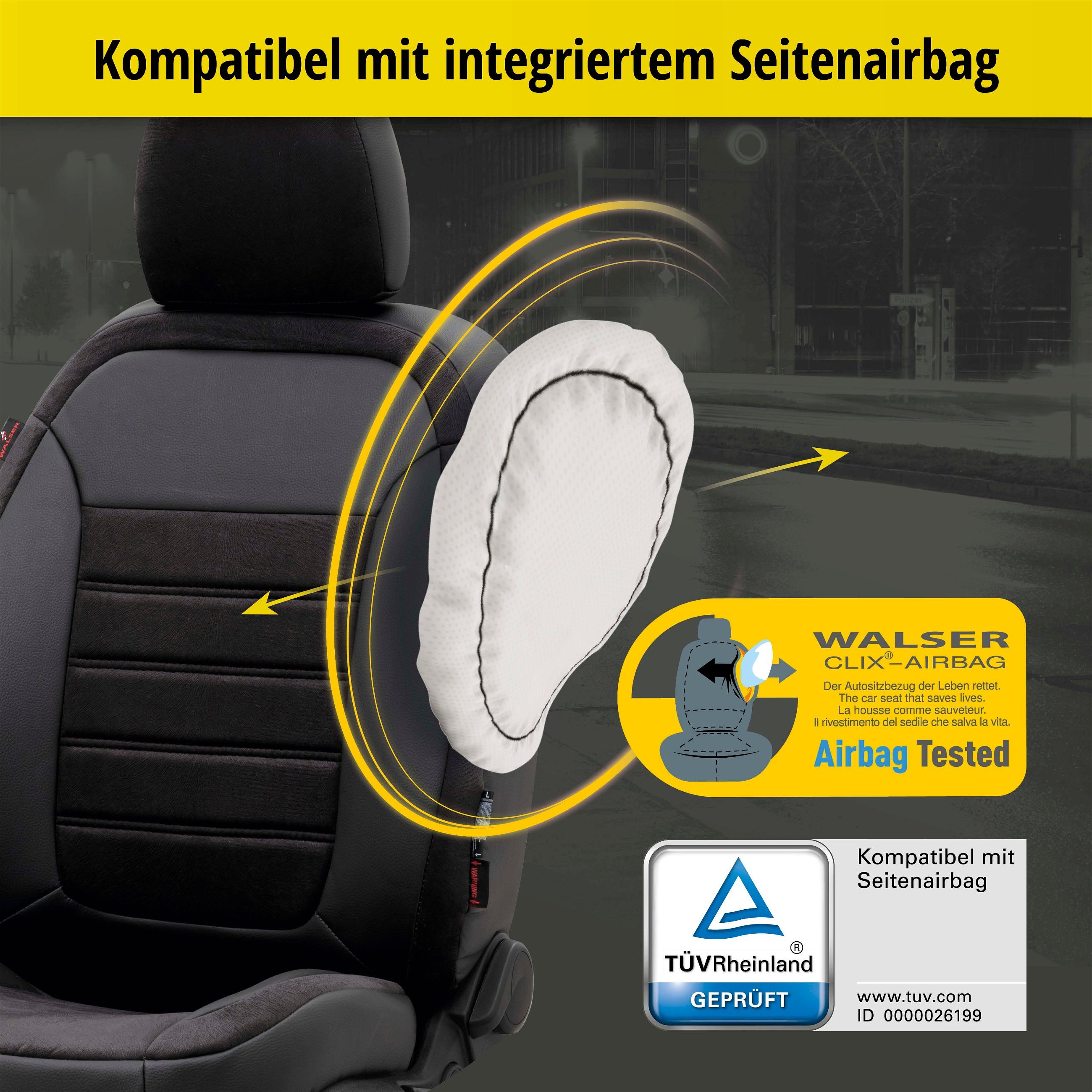 Passform Sitzbezug Bari für VW Caddy III Kombi 2KB,2KJ,2CB 03/2004-05/2015, 2 Einzelsitzbezüge für Normalsitze