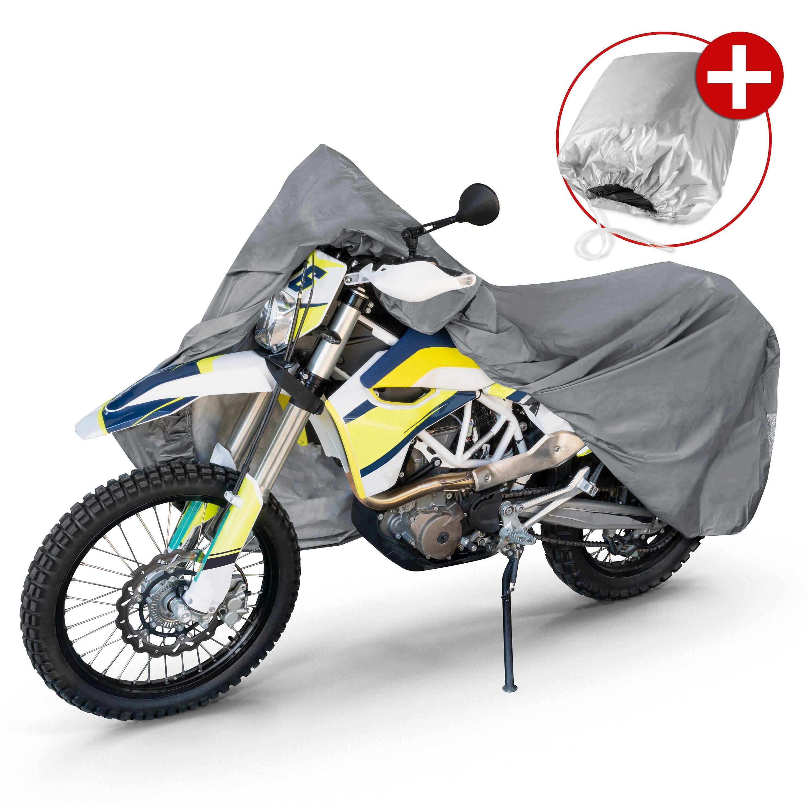 Motorfietsgarage Enduro maat XL, PVC hoes - 255x110x135cm grijs, motorhoes, motorhoes waterdicht, motorfiets beschermhoes