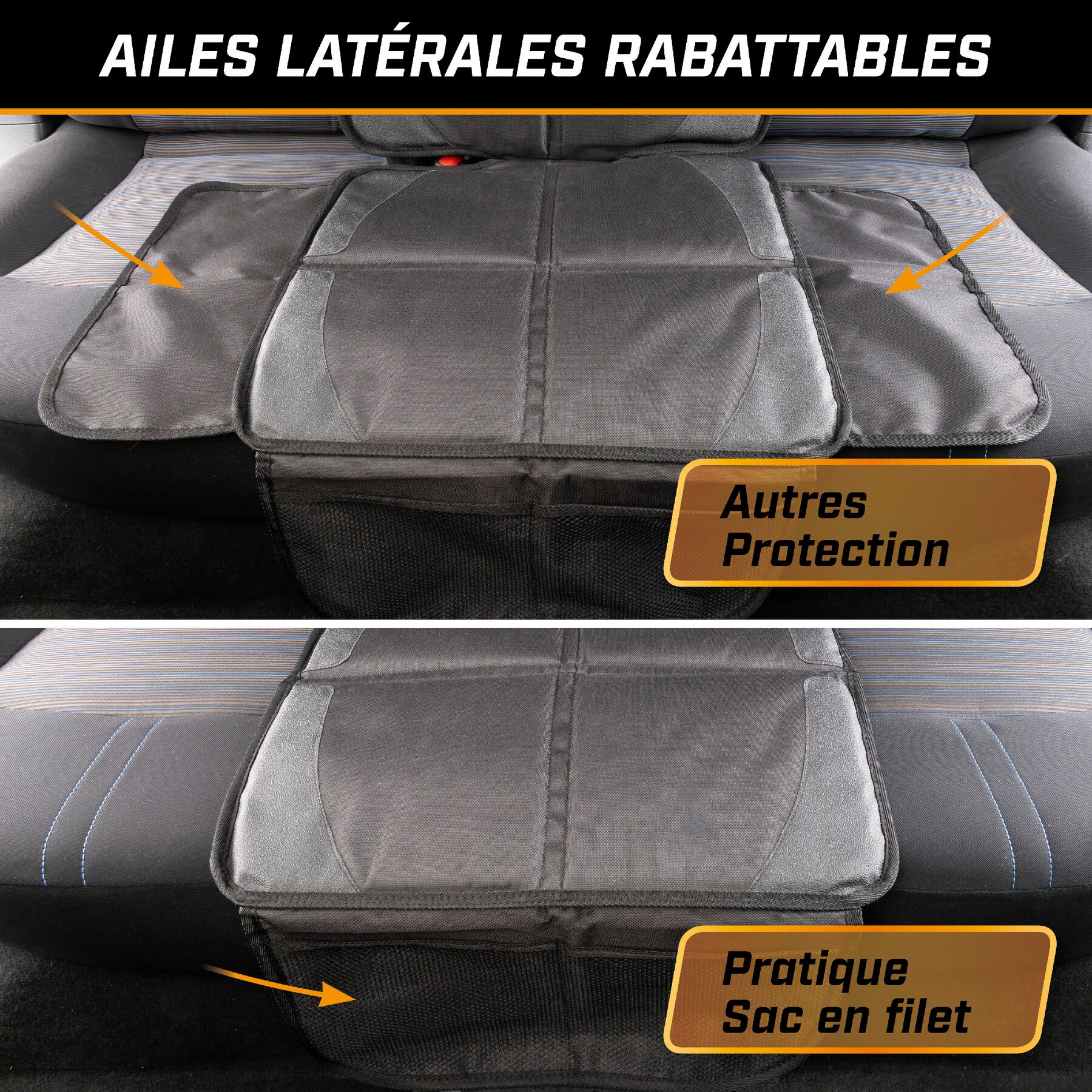 Coussin pour siège enfant Protect XL, tapis de protection pour siège enfant noir
