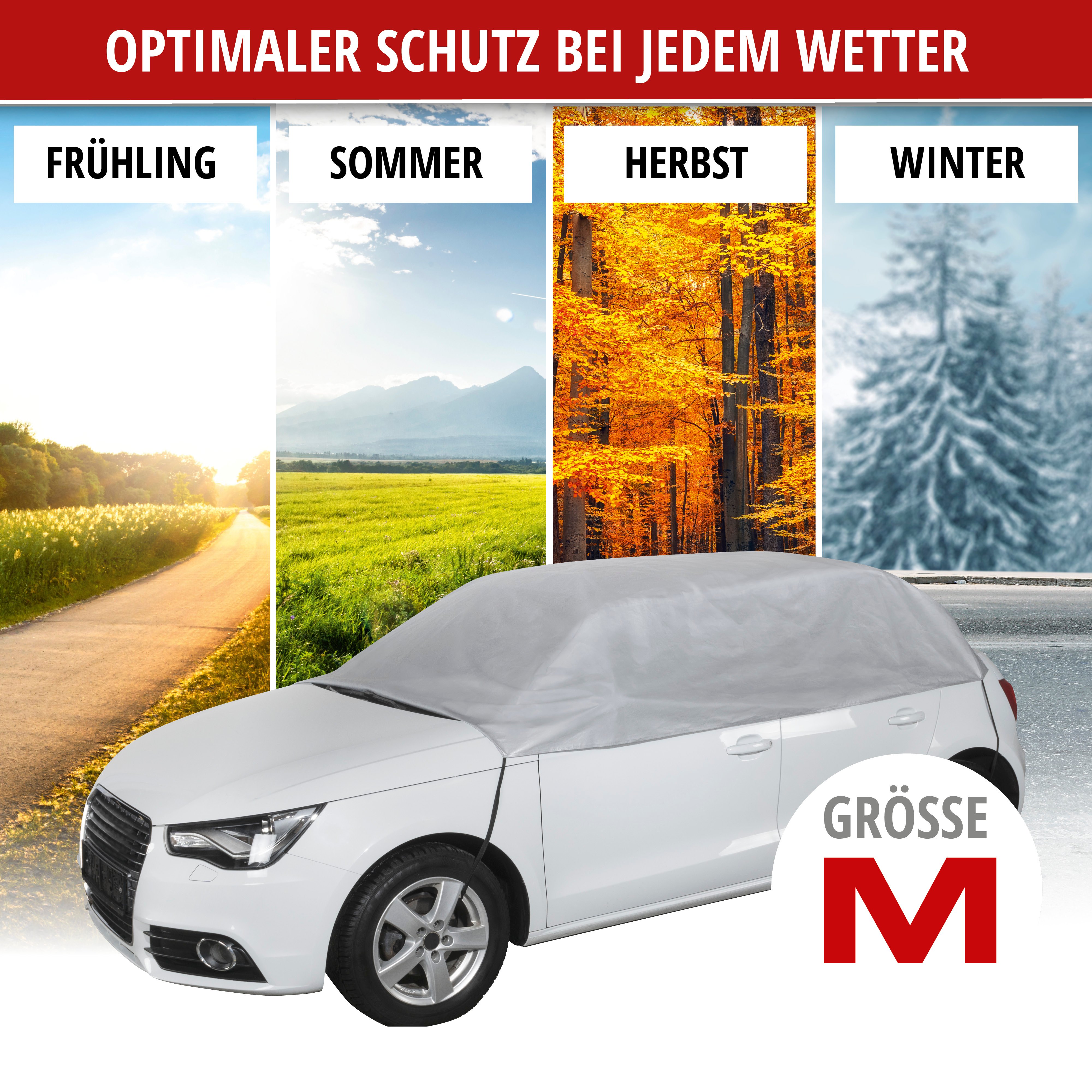 Autoplane All Weather Light Größe M, PKW-Abdeckplane Halbgarage hellgrau