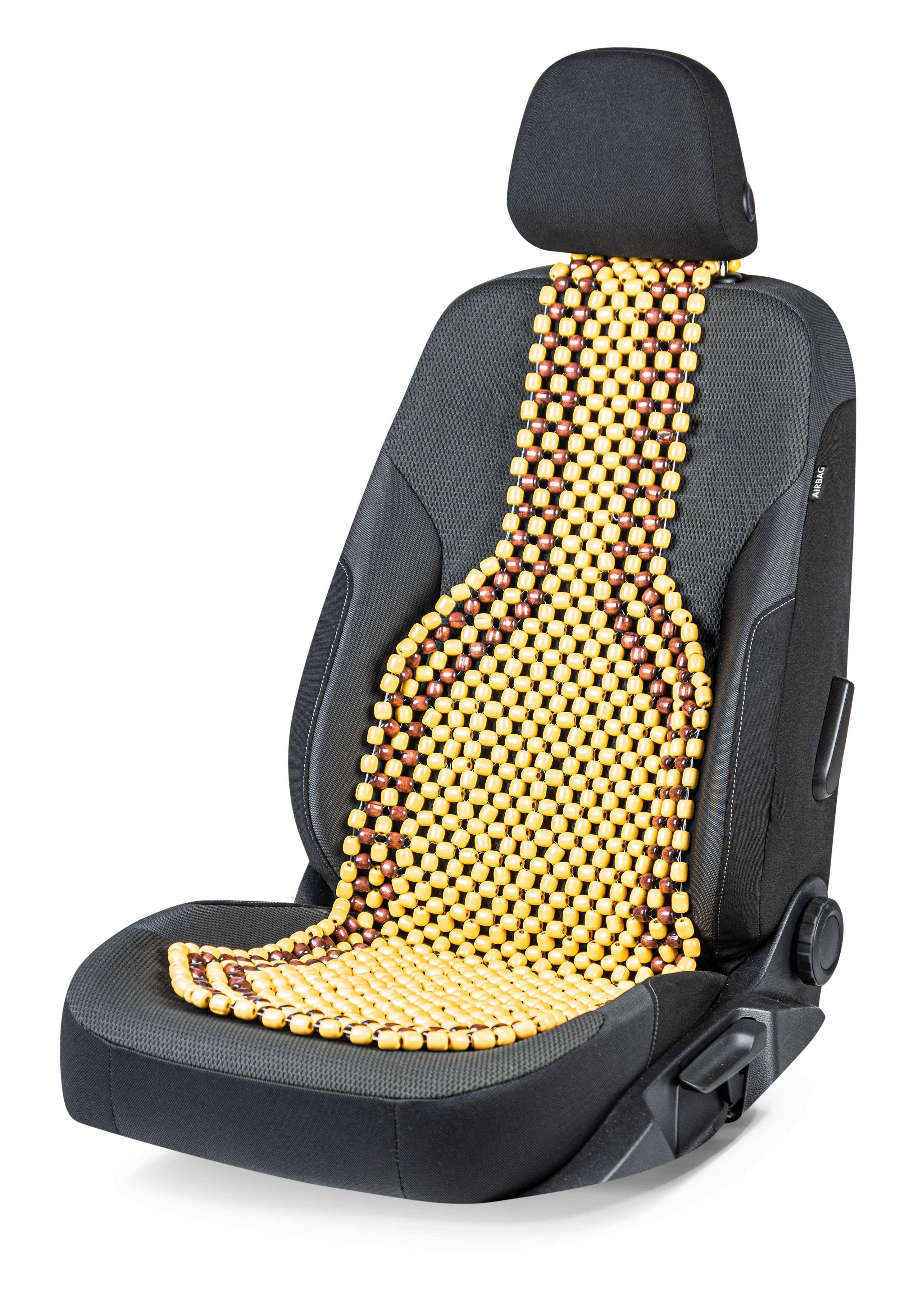 Car Seat cover made of wood beads nature