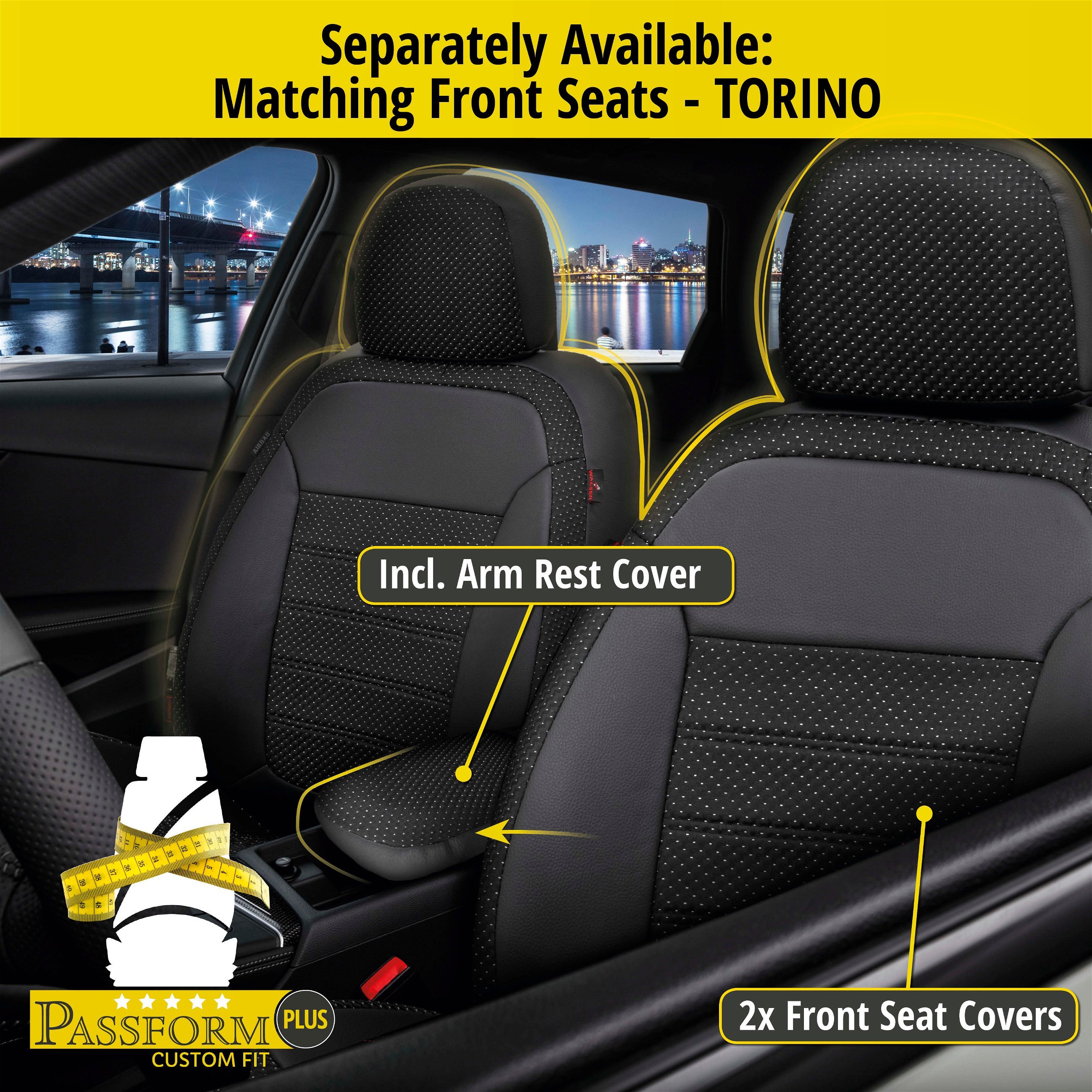 Seat cover Torino for Fiat 500X 2015-Today, 1 rear seat cover for normal seats