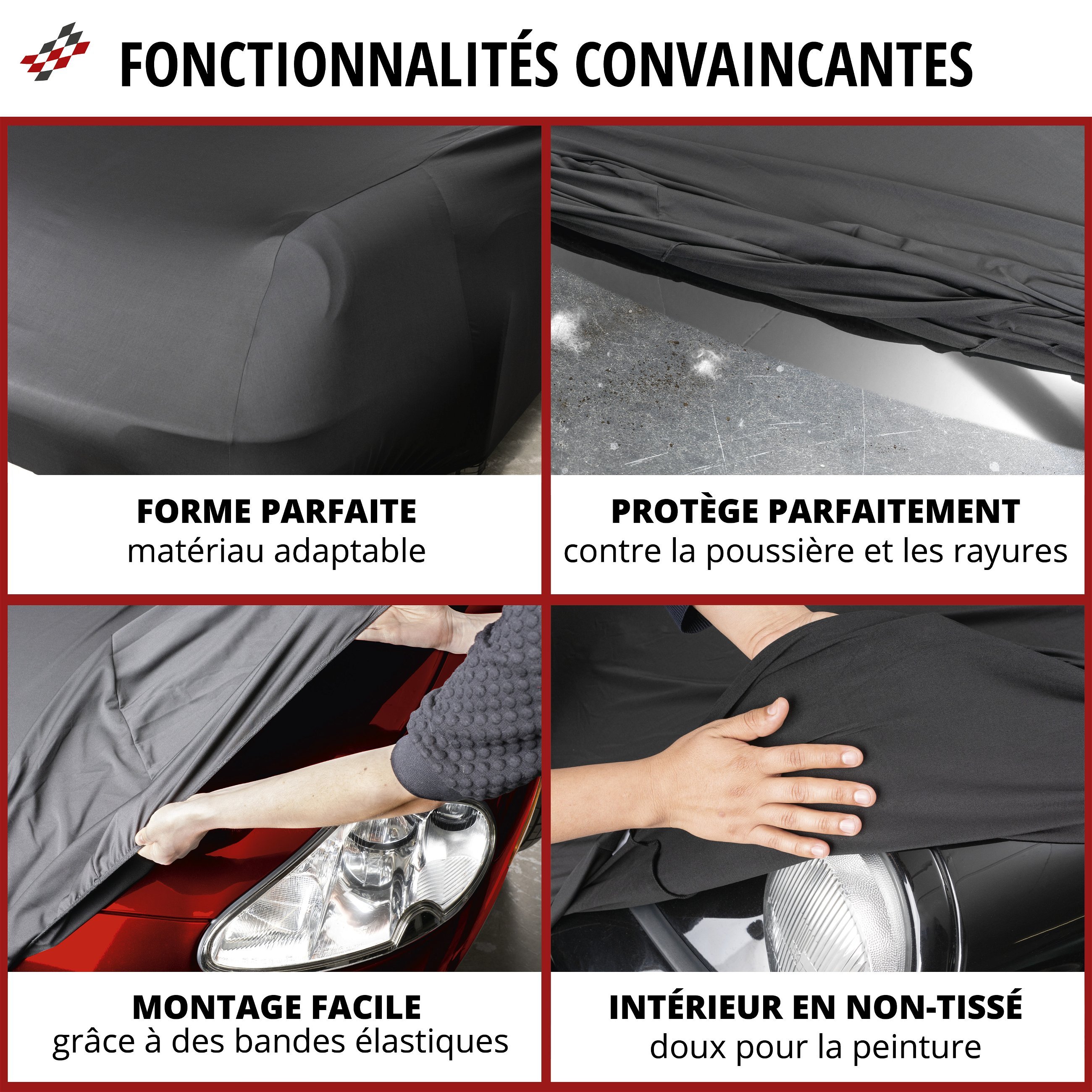 Bâche pour voiture Indoor Stretch Plus taille XL noir