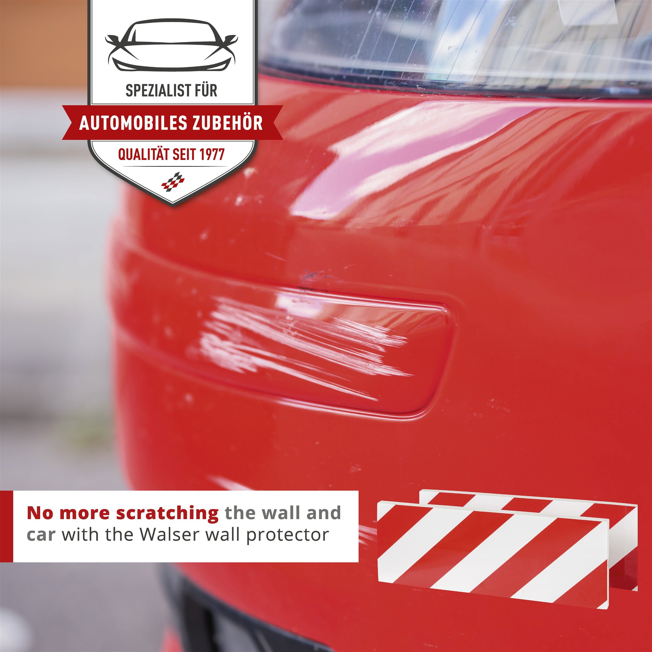 Garage wall protection, 2 pieces Car door edge protection self-adhesive 40x15x1,5 cm red/white