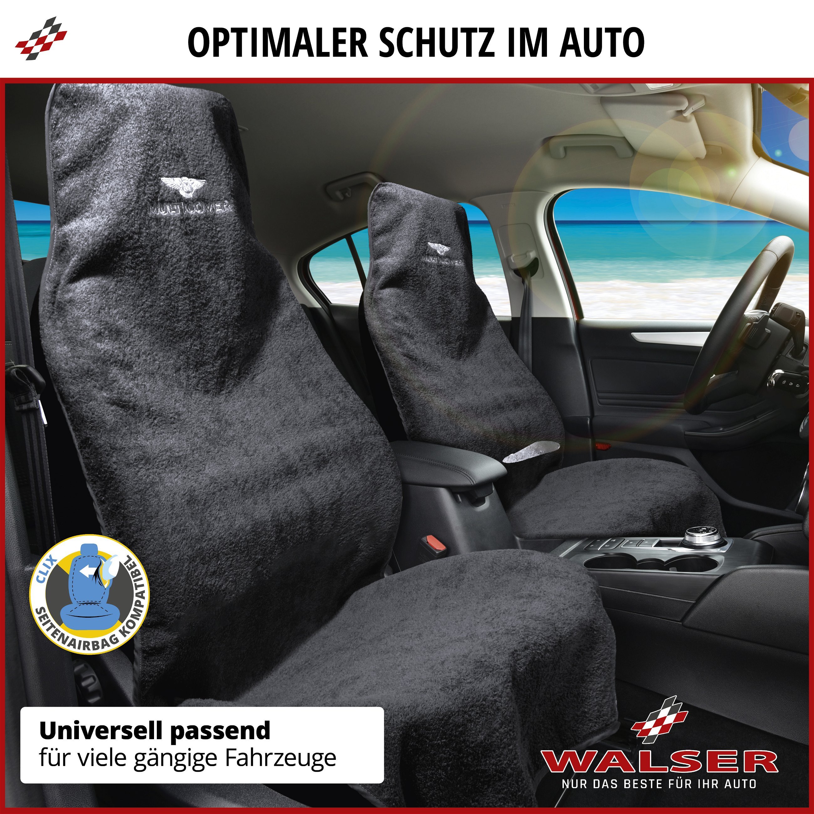 PKW-Sitzaufleger Multicover, Auto-Sitzauflage waschbar grau