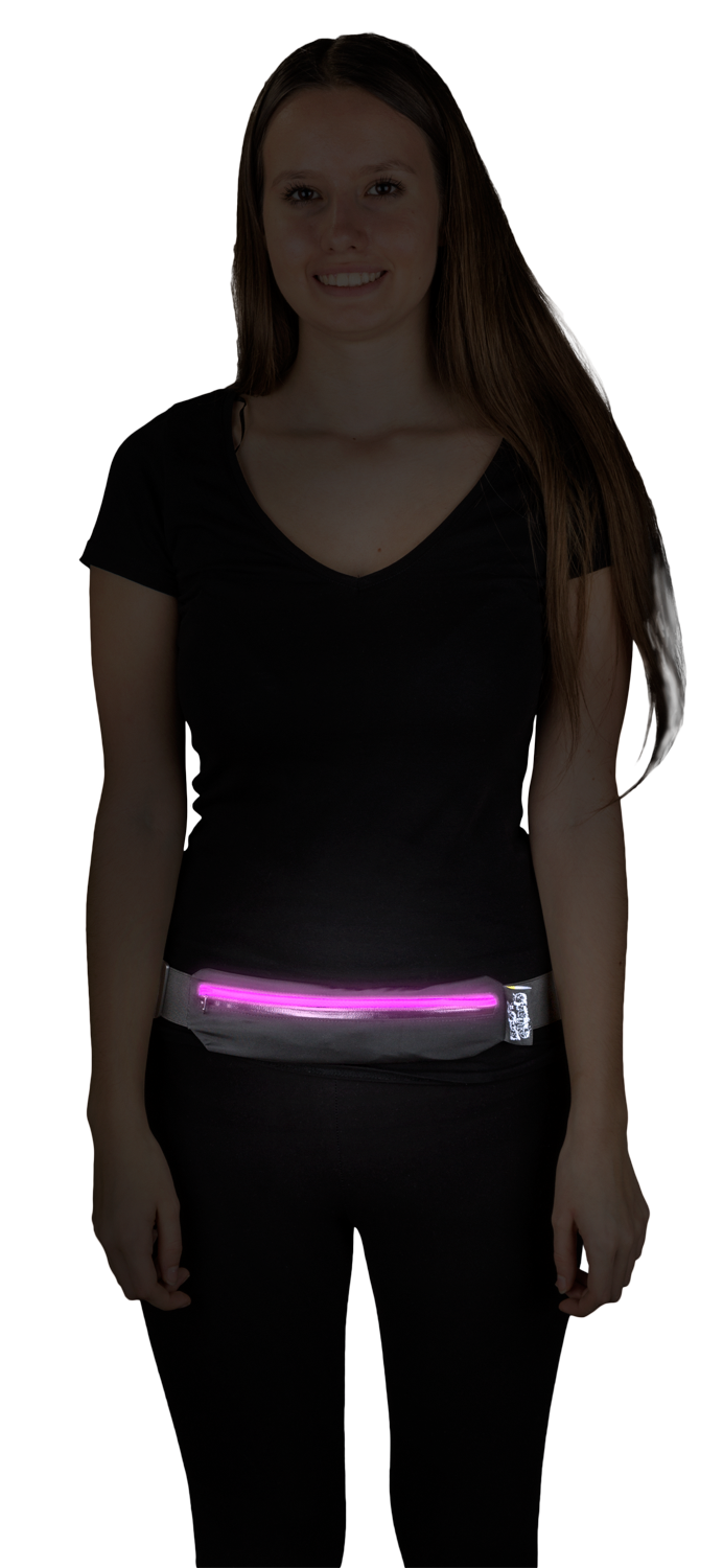 Borsa da cintura a LED nero rosa