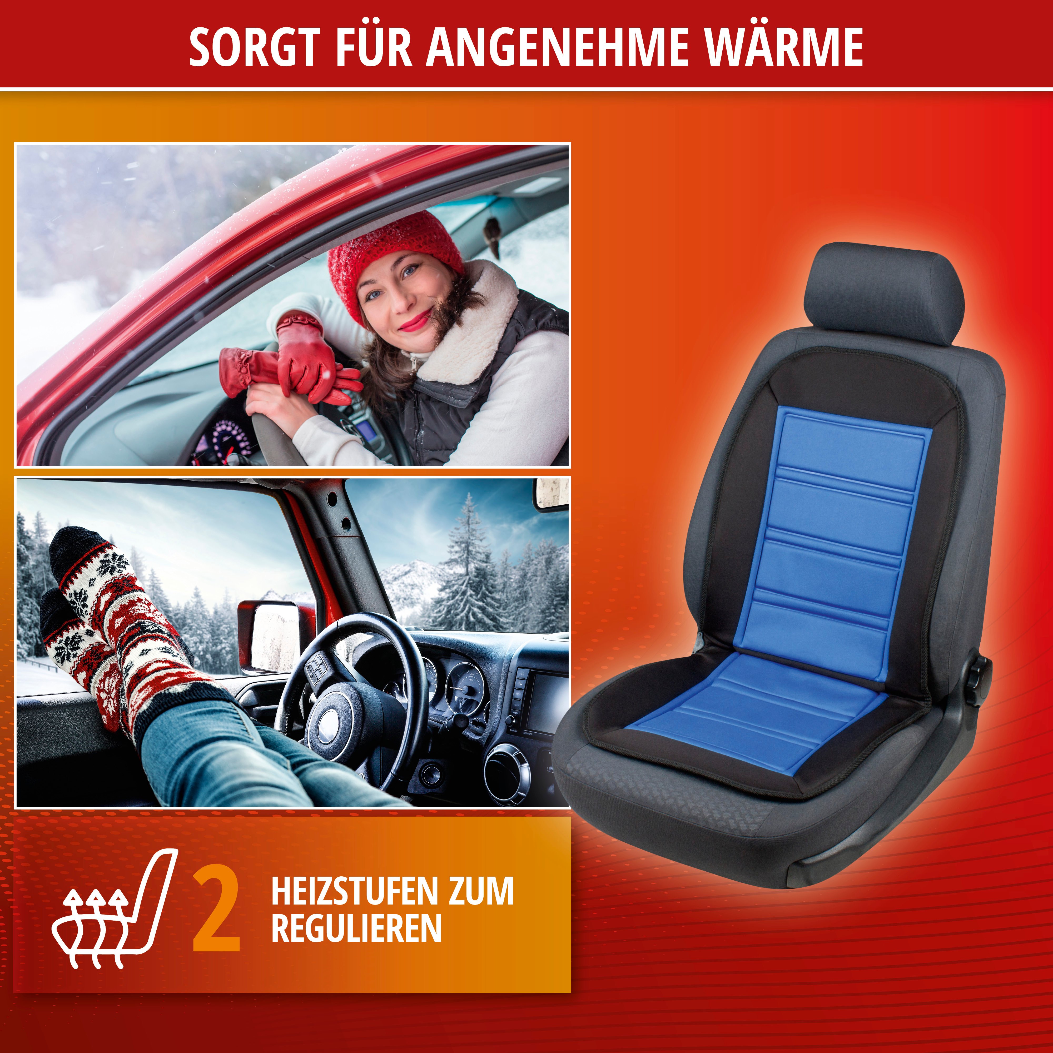 Autositz Heizkissen Sitzheizung Warm Up schwarz-blau