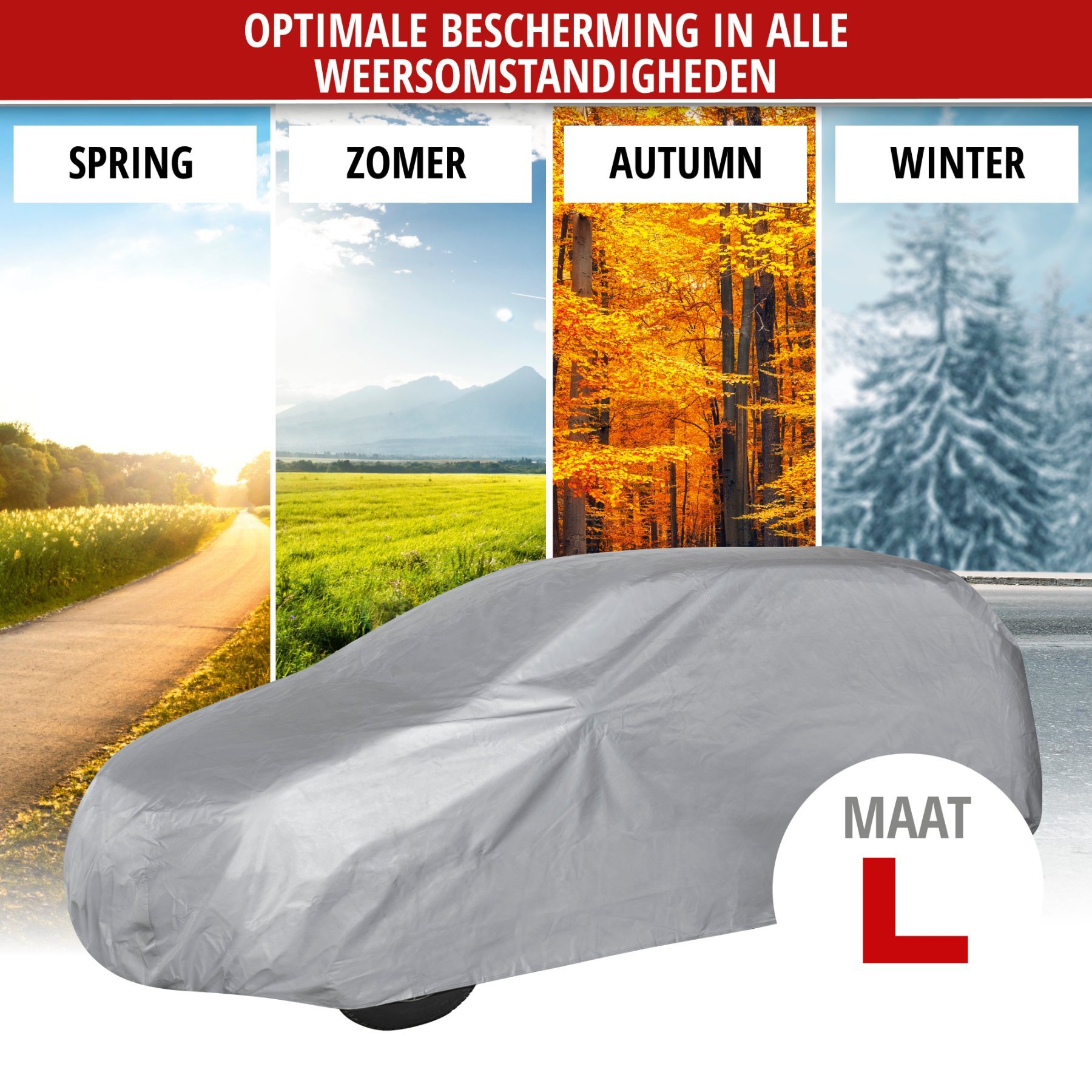 Autoafdekking AllWeather SUV maat L lichtgrijs, waterdichte autohoes, stofdicht met UV-bescherming, verstevigde gordelsluiting