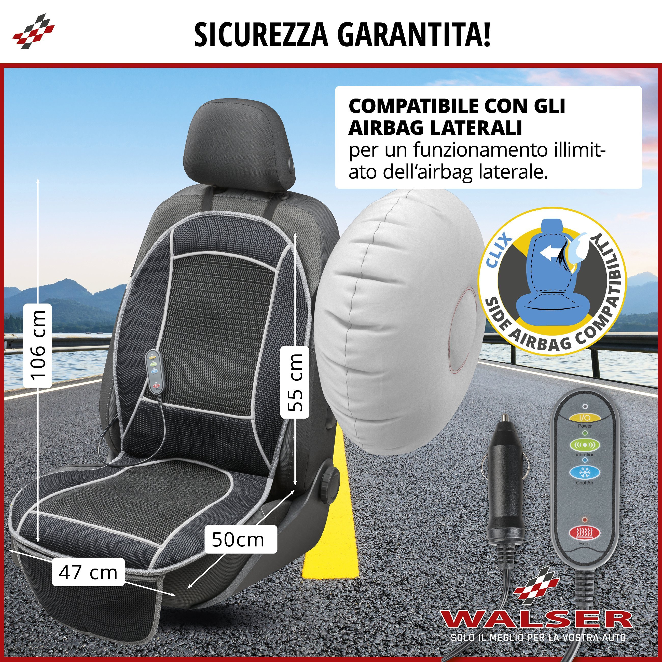 sedile riscaldamento Coprisedili Coprisedili auto Cool Heat con massaggio nero