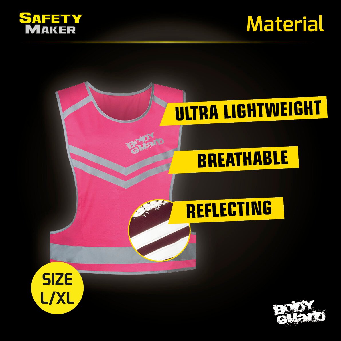 Running vest with reflector pink - Size S/M