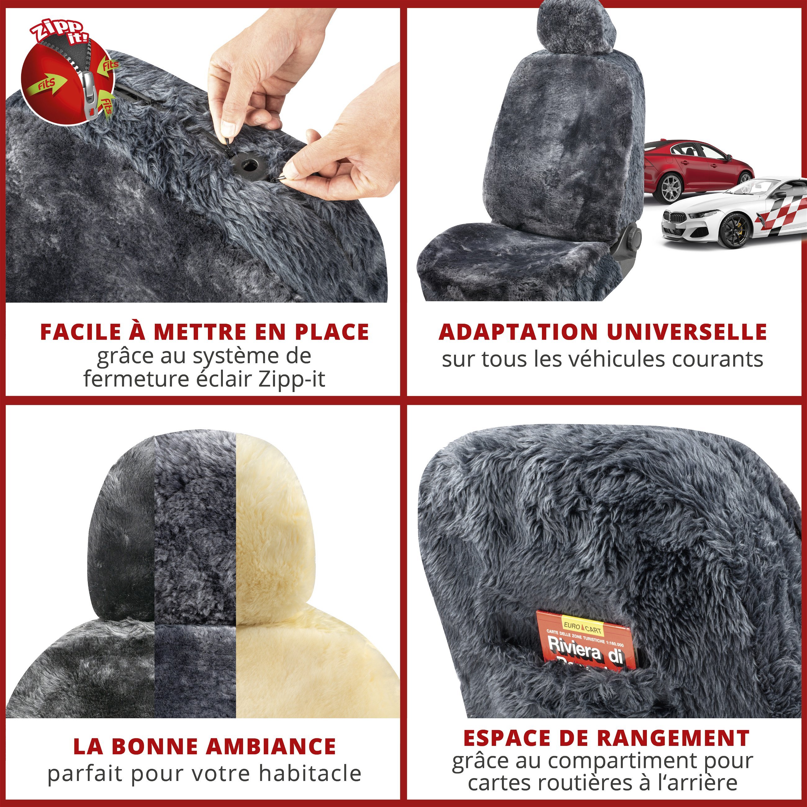 Housse de sièges Maya agneau anthracite