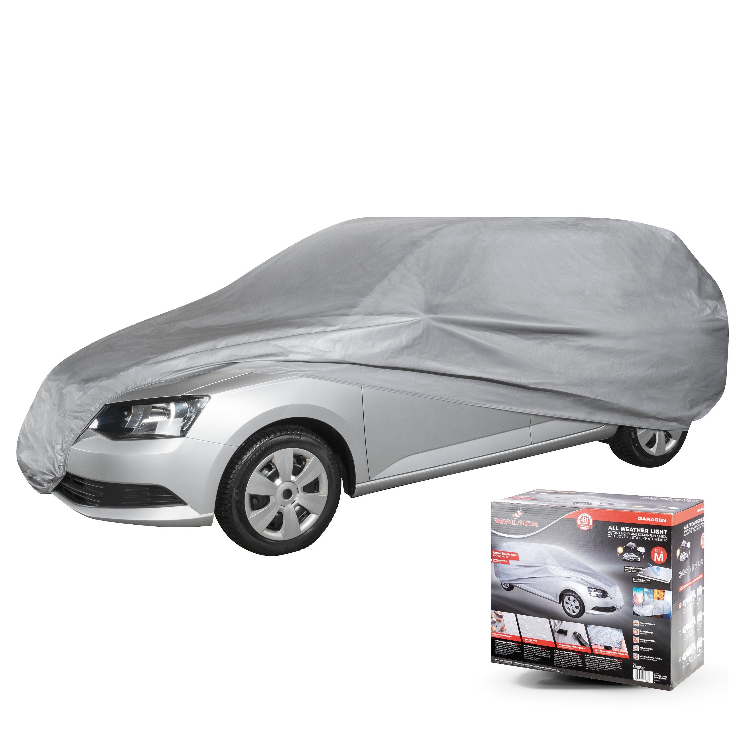 Car tarpaulin All Weather Light station wagon full garage size M light grey