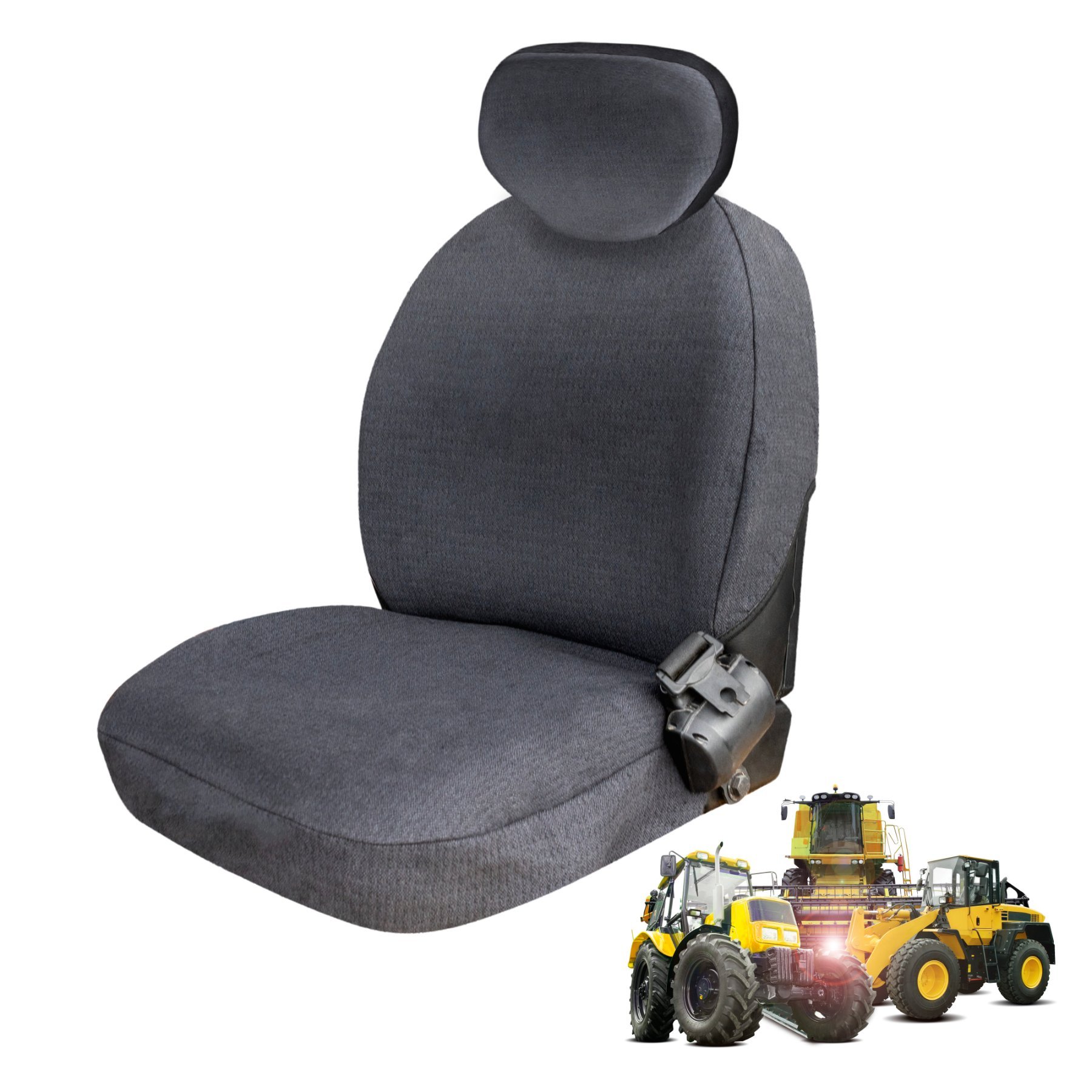 Housse de siège semi-ajustée pour tracteurs et machines de construction - taille 1 avec extension dorsale