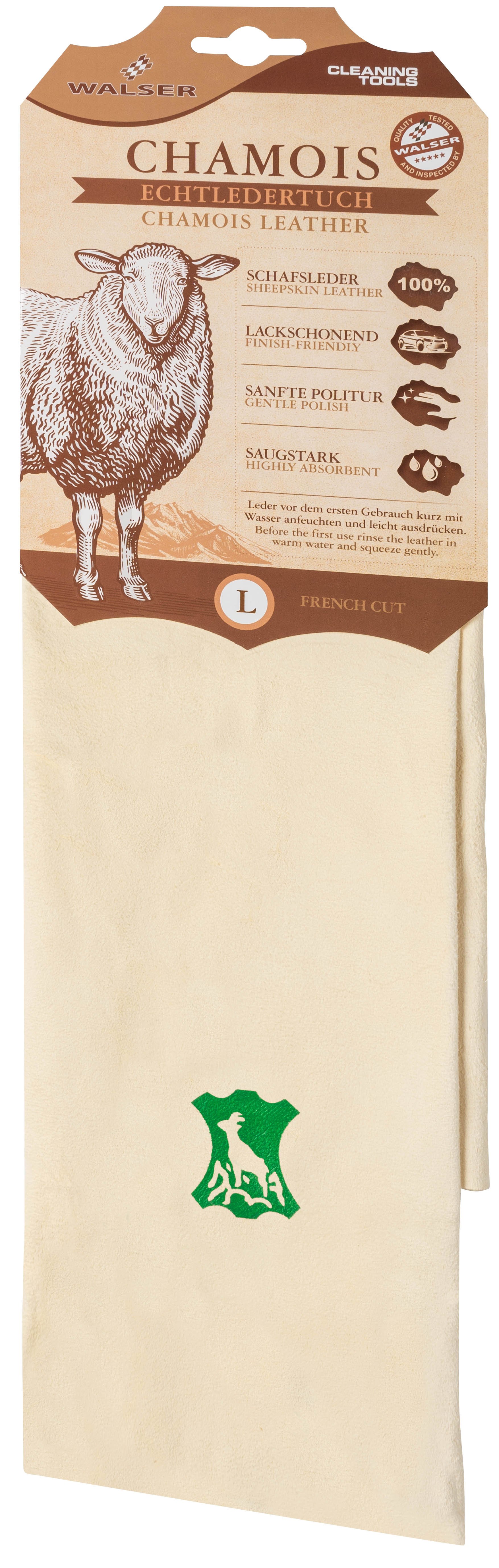 Tissu de chamois beige, 68 x 43 cm