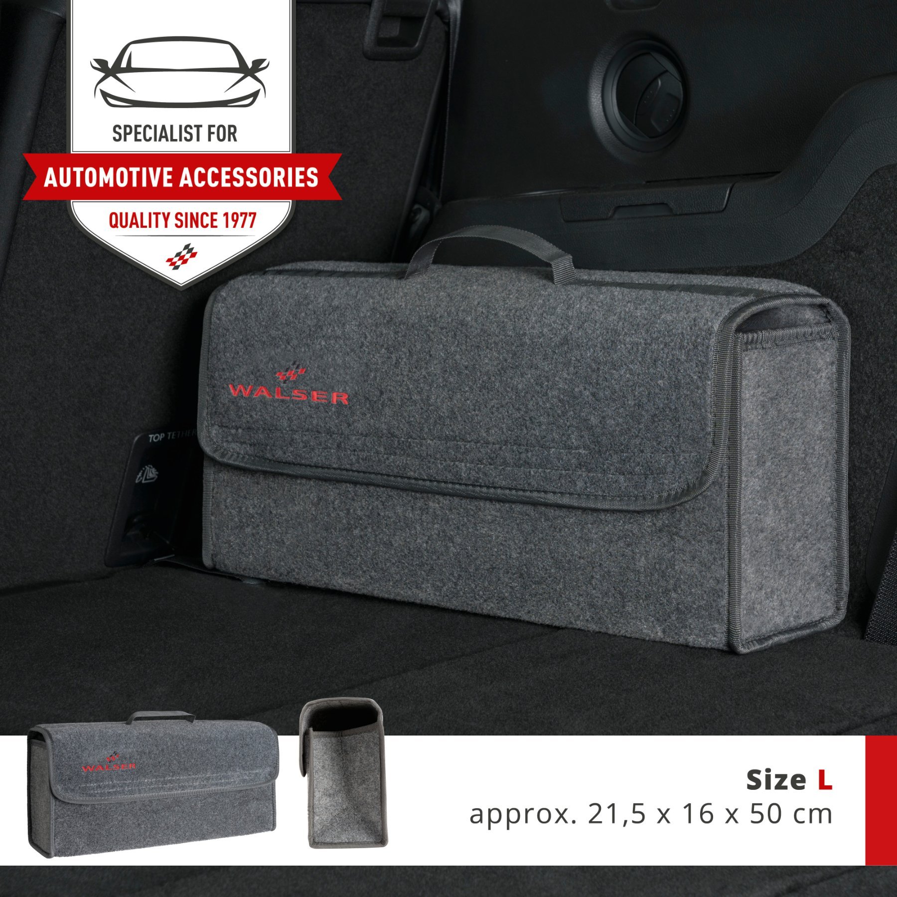 Car boot bag Toolbag size L, car storage bag grey 50x16x21cm
