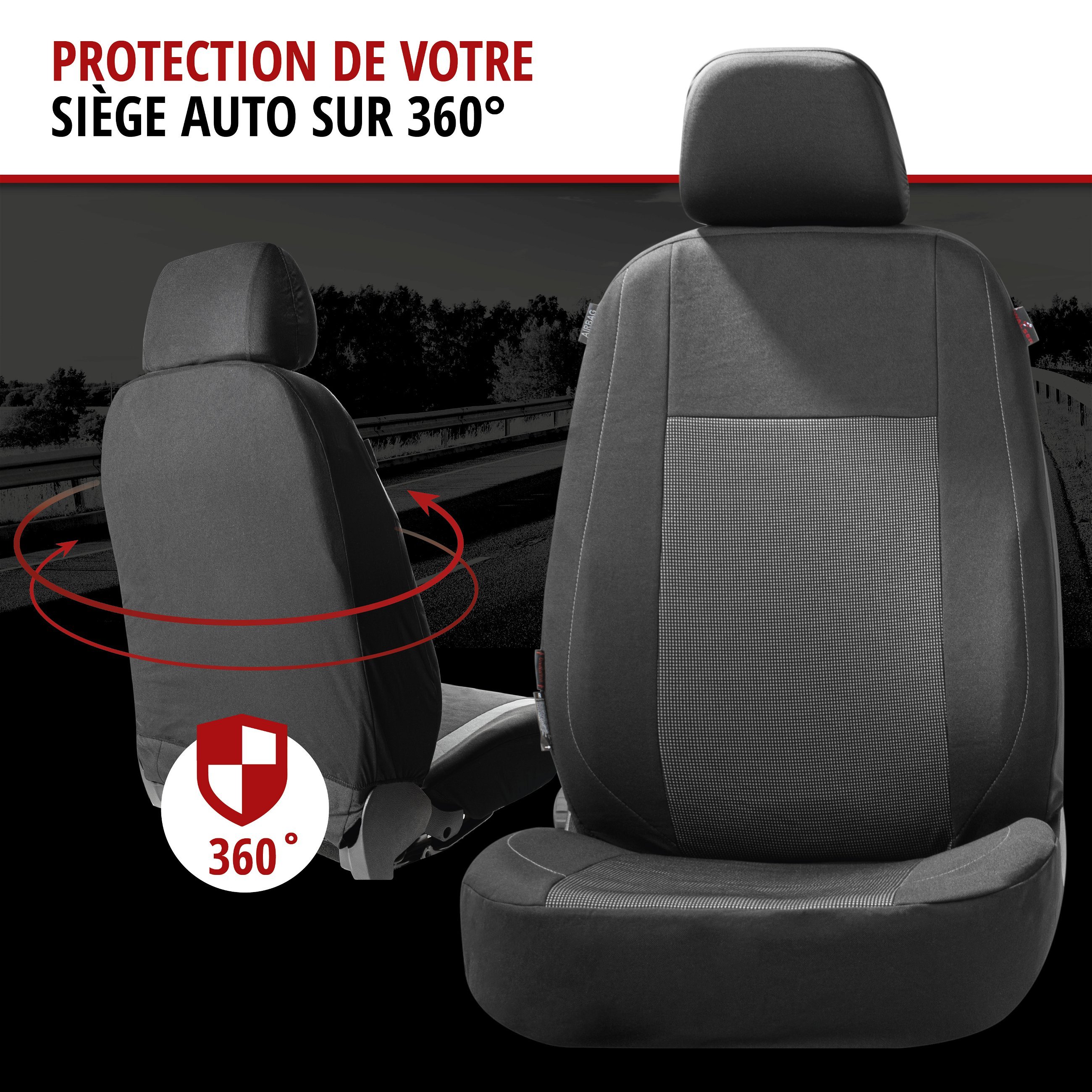 ZIPP IT Premium Housse de sièges Ardwell complet avec système de fermeture éclair noir/gris