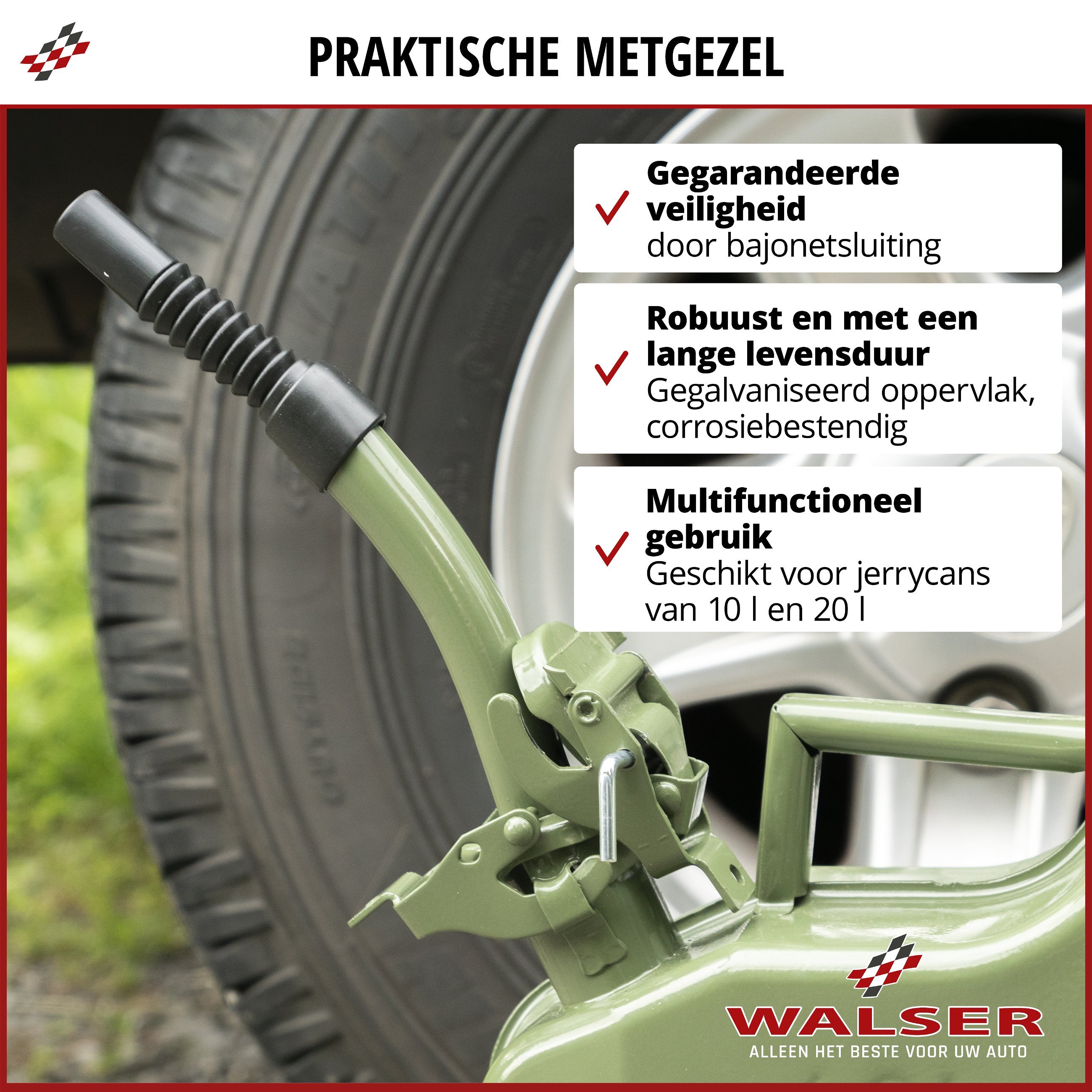 Schenktuit benzineblik, schenktuit voor jerrycan olijfgroen 25 cm