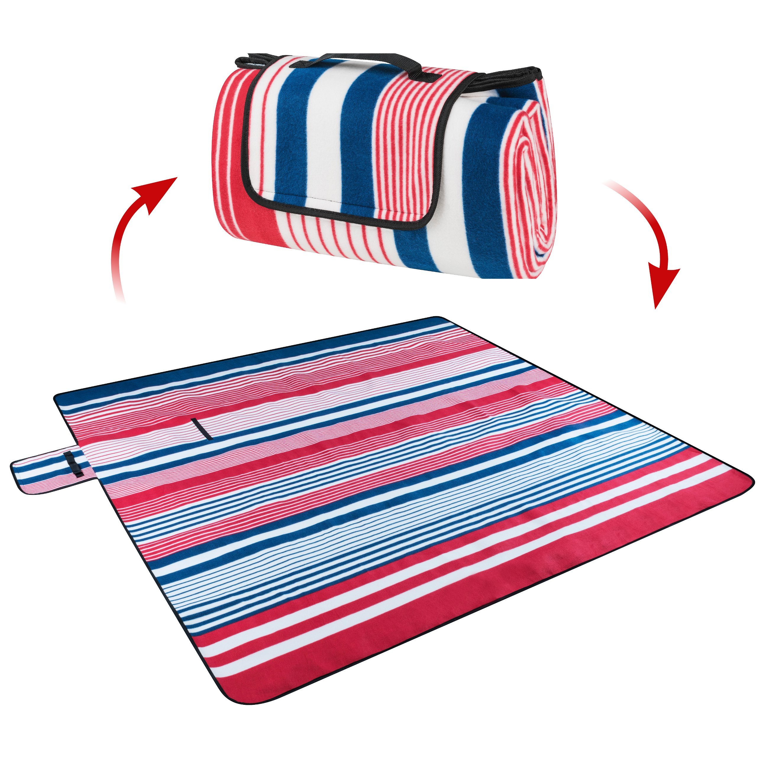 Reisdeken met aluminium rug, waterdichte picknick warmte geïsoleerde camping deken, zanddicht strand deken met draaggreep XXL 200x200cm Knuffel & Picknick Dekens | Comfort in de Auto | Comfort & Accessoires