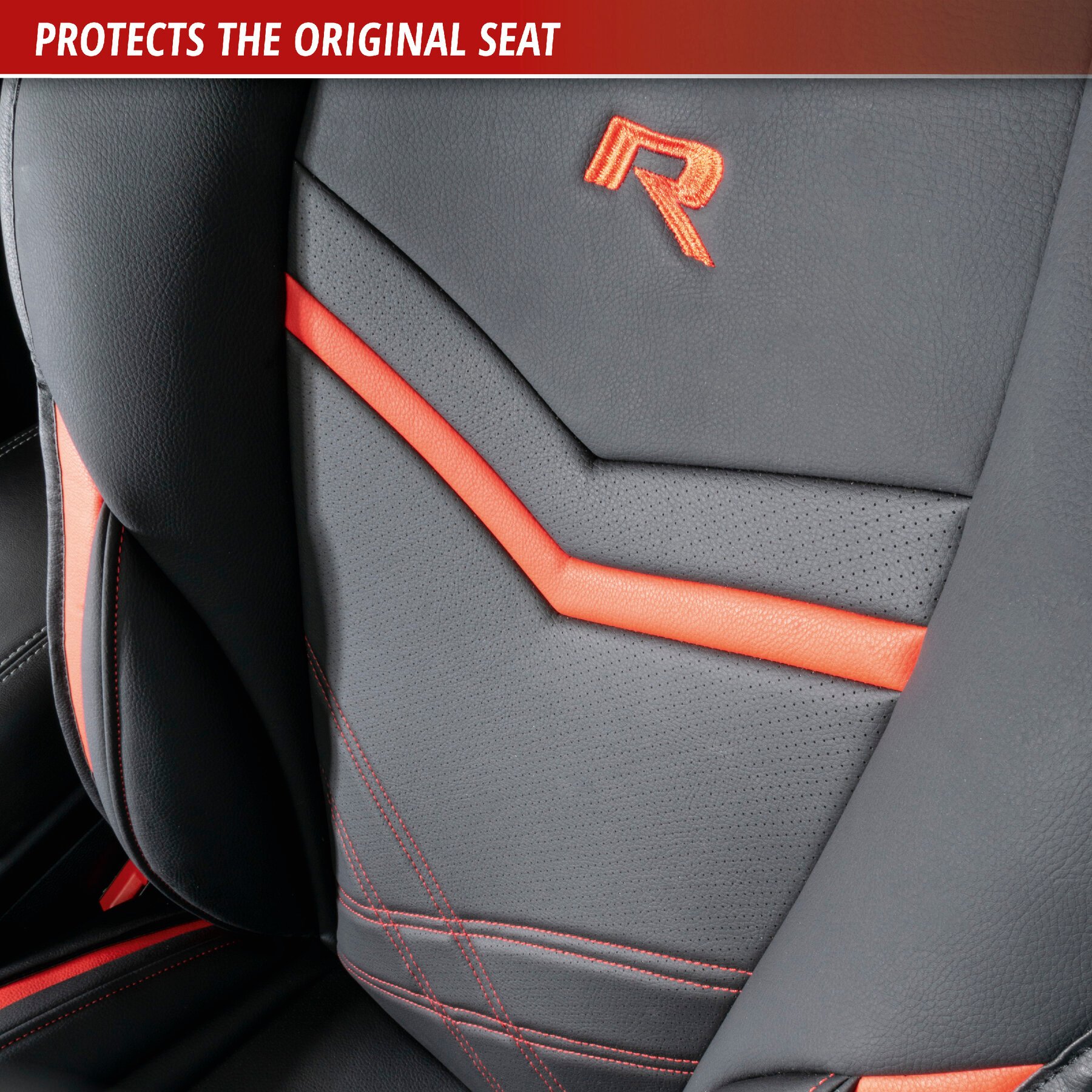 Car Seat cover Rey black-red