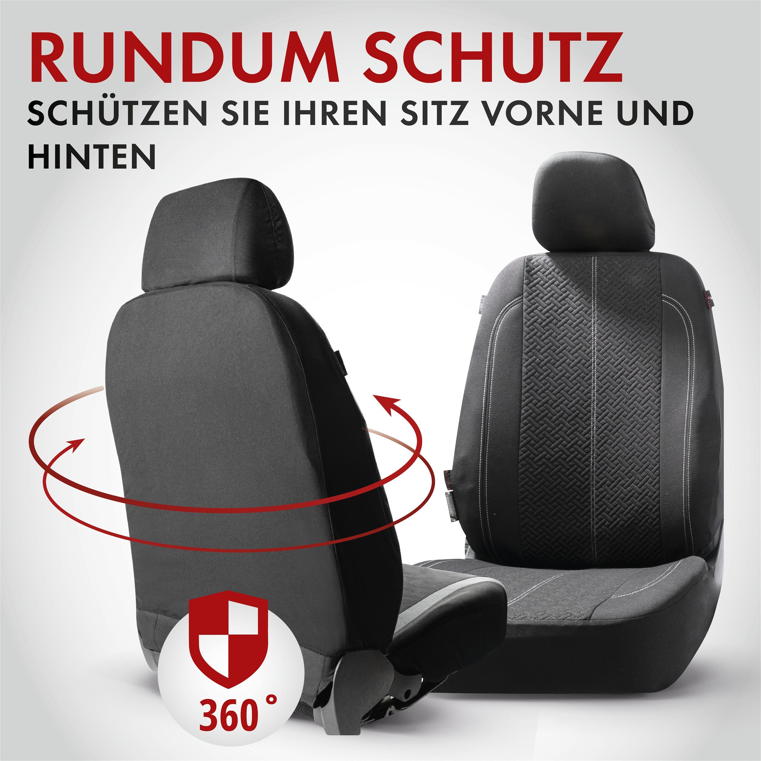 Autositzbezug ZIPP-IT Tratto, PKW-Schonbezüge für 2 Vordersitze mit Reißverschluss-System schwarz