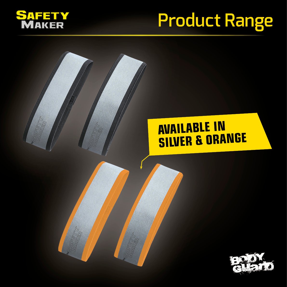 reflector band in silver / black - 1 pair