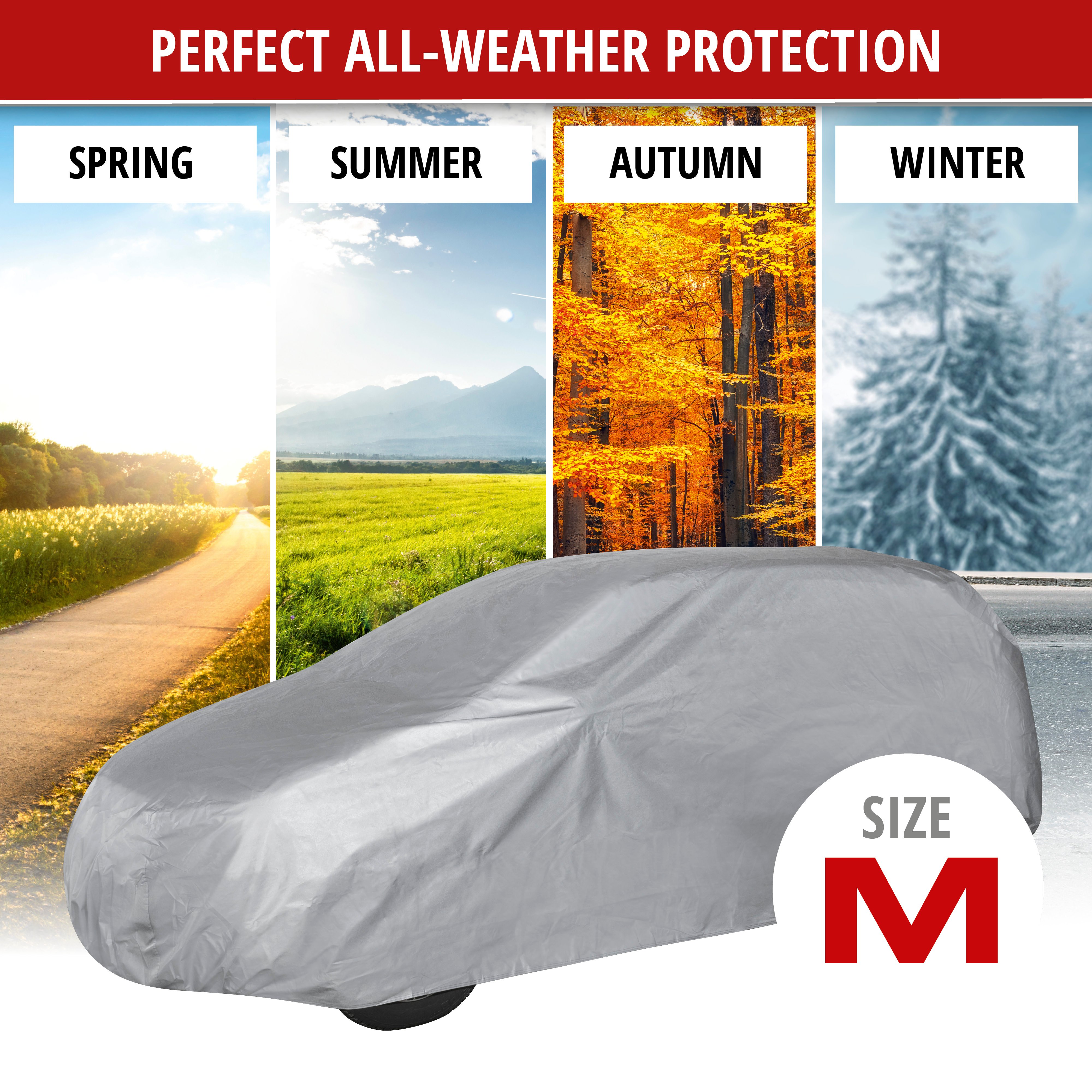 Car tarpaulin All Weather Light station wagon full garage size M light grey