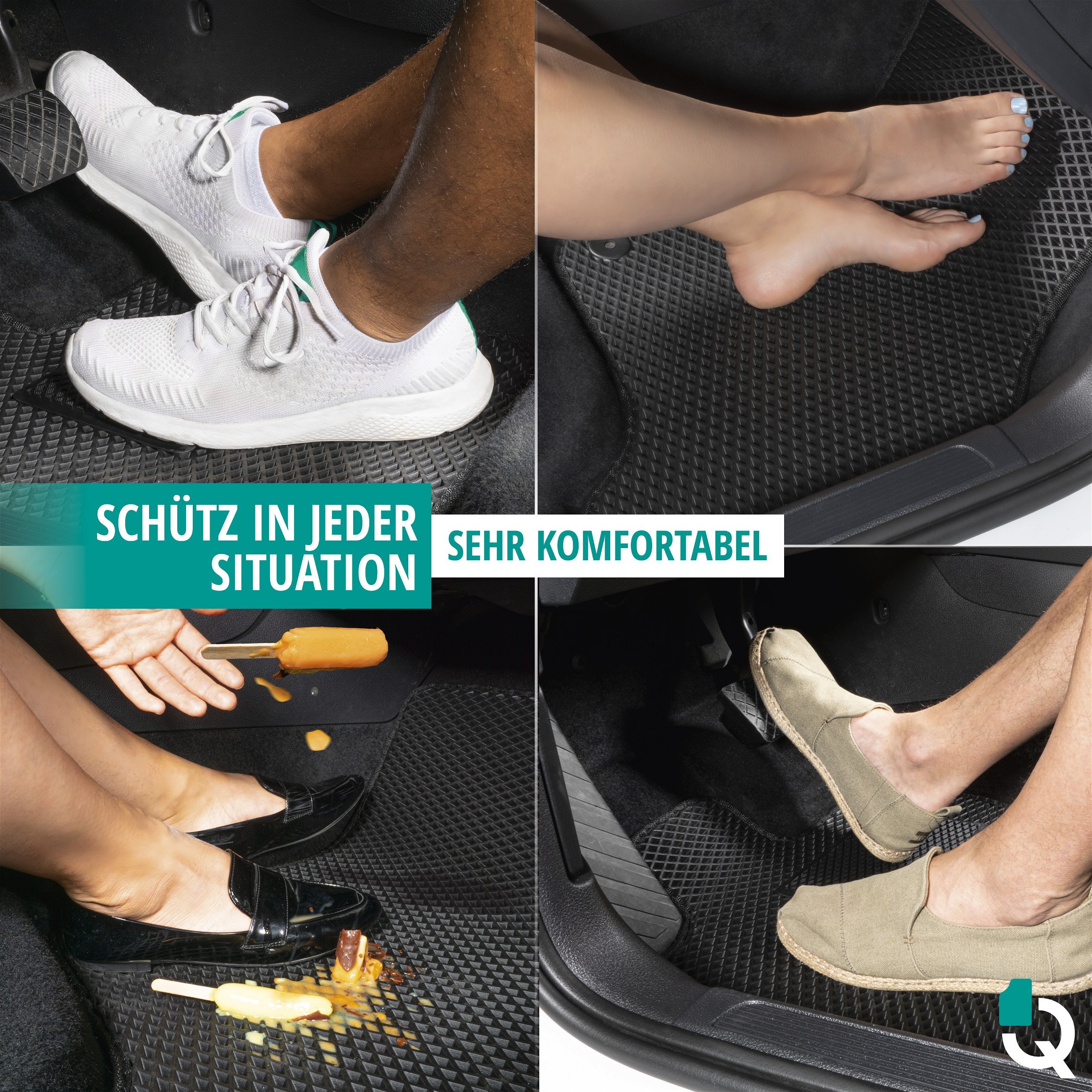 Gummimatten Qlean Mats für Skoda Kodiaq 5-Sitzer 10/2016-Heute, Autofußmatten aus EVA-Material