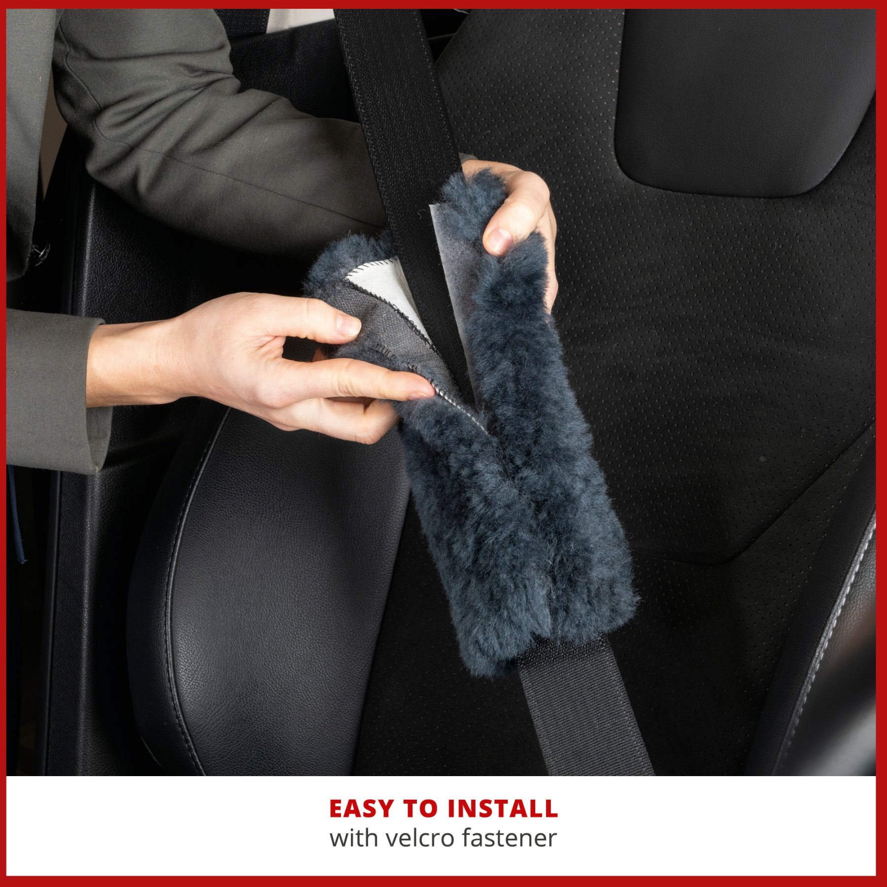 Seatbelt pad Millie lambskin, 2 pieces anthracite