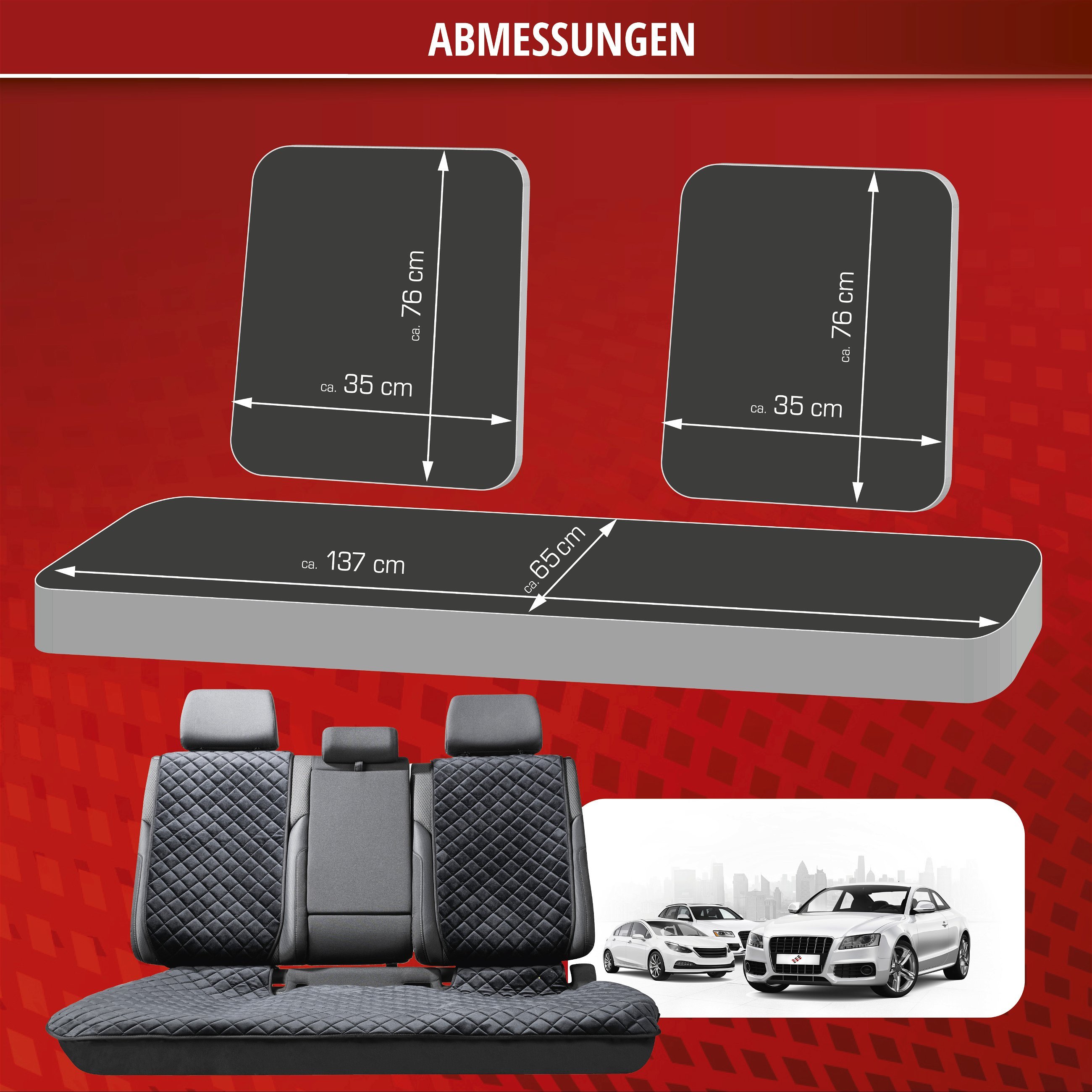 PKW-Sitzaufleger Comfortline Luxor inkl. Anti-Rutsch-Beschichtung, Auto-Sitzauflage  für 1 Vordersitz, PKW-Sitzaufleger Comfortline Luxor inkl.  Anti-Rutsch-Beschichtung, Auto-Sitzauflage für 1 Vordersitz, Sitzauflagen