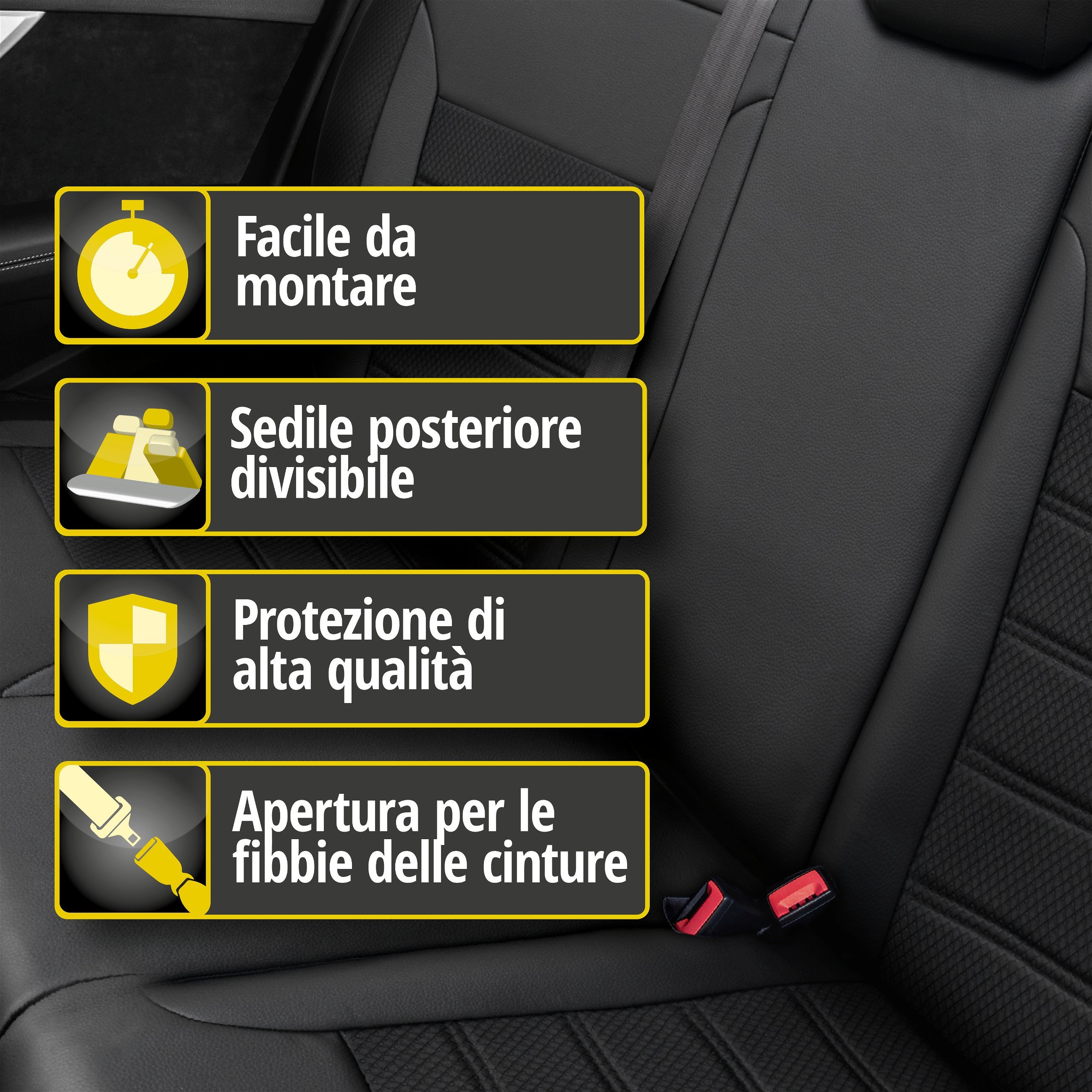 Coprisedili Aversa per VW Caddy III Van 2KA,2KH,2C 03/2004-05/2015, 1 coprisedili posteriore per sedili normali
