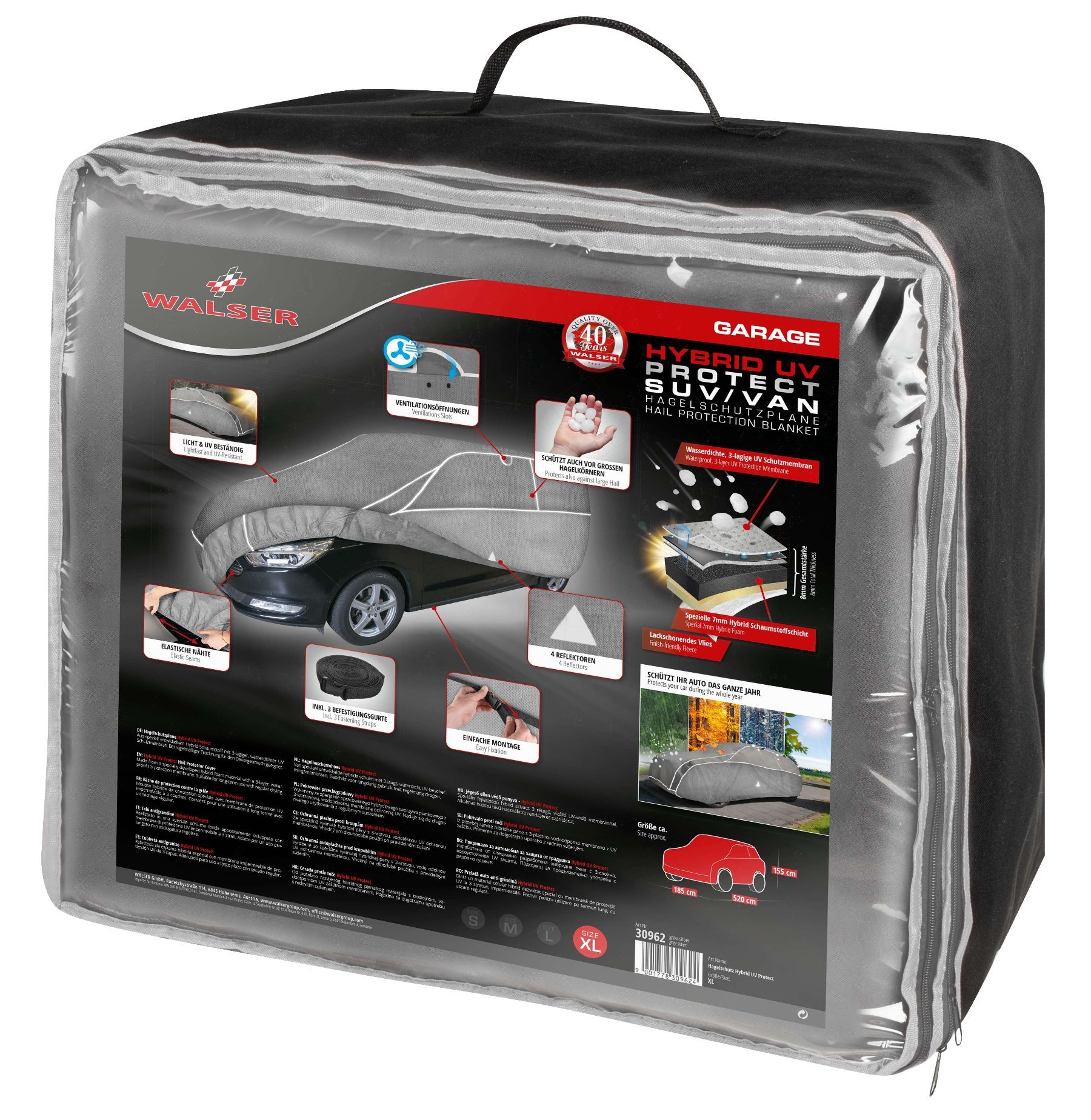 SUV Hagelschutzplane Hybrid UV Protect, Hagelschutzgarage Größe XL