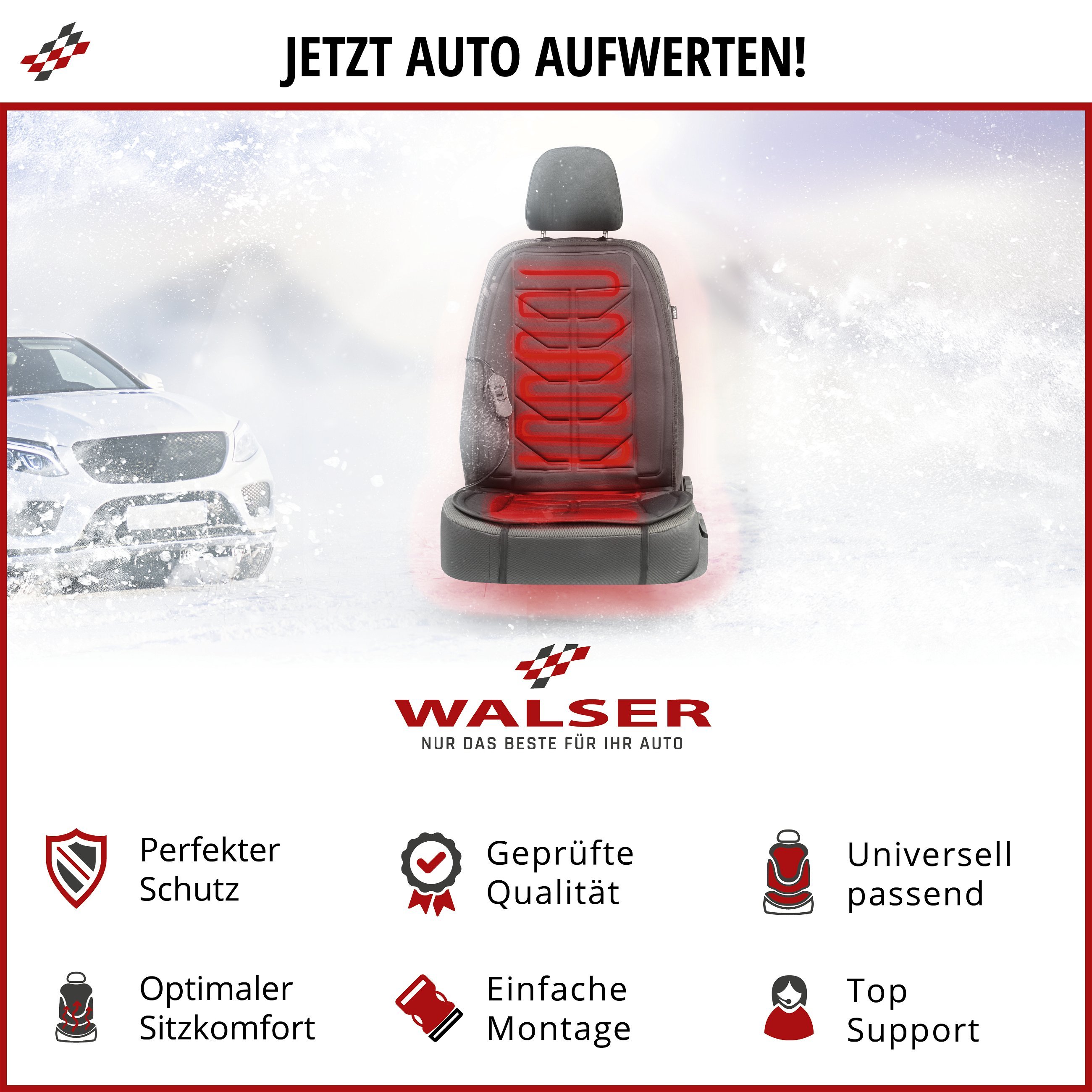 PKW Sitzauflage Calor, Sitzaufleger beheizbar, Autositz Heizkissen mit 12-Volt-Stecker