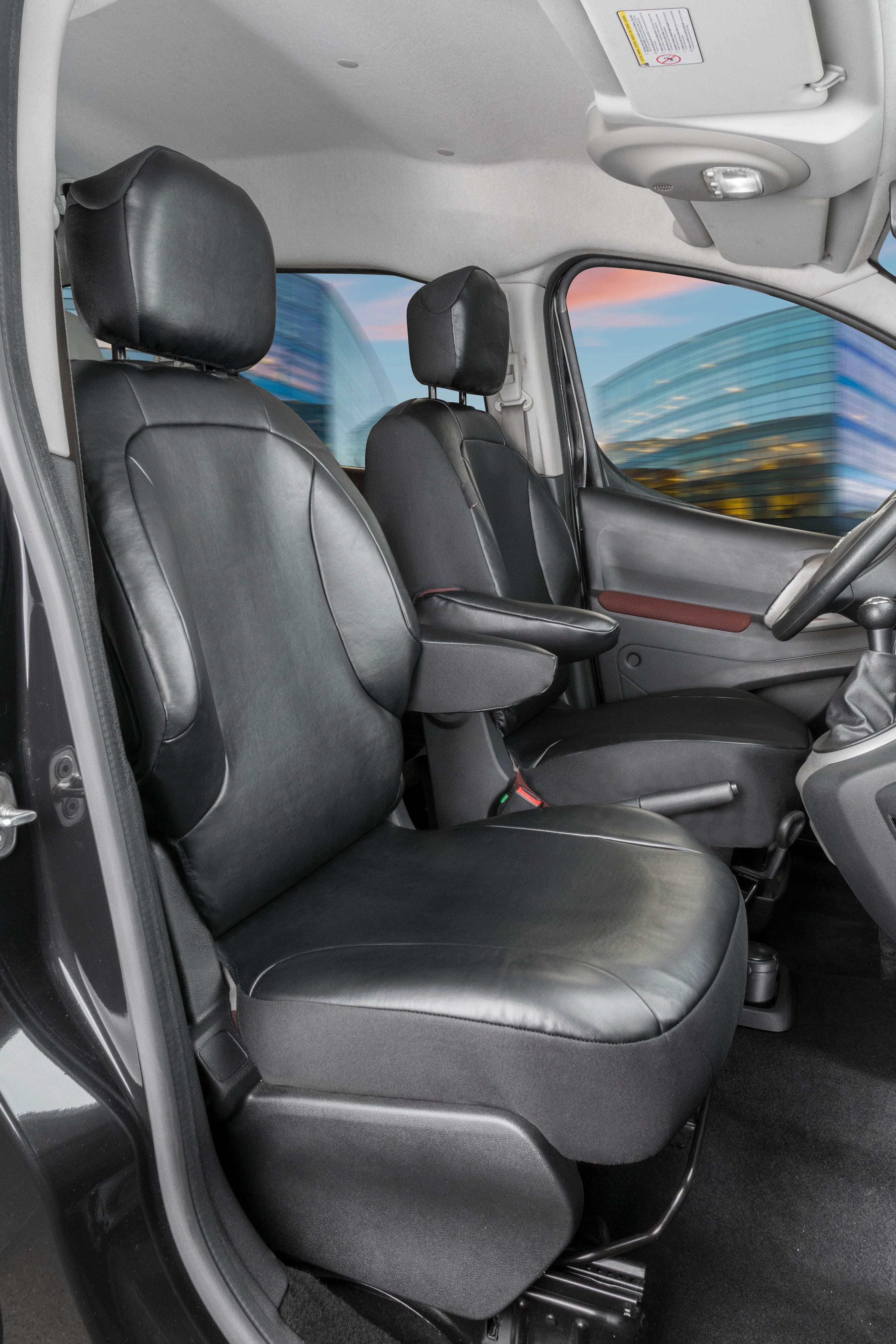 Passform Sitzbezug aus Kunstleder kompatibel mit Citroen Berlingo, 2 Einzelsitze Armlehne innen