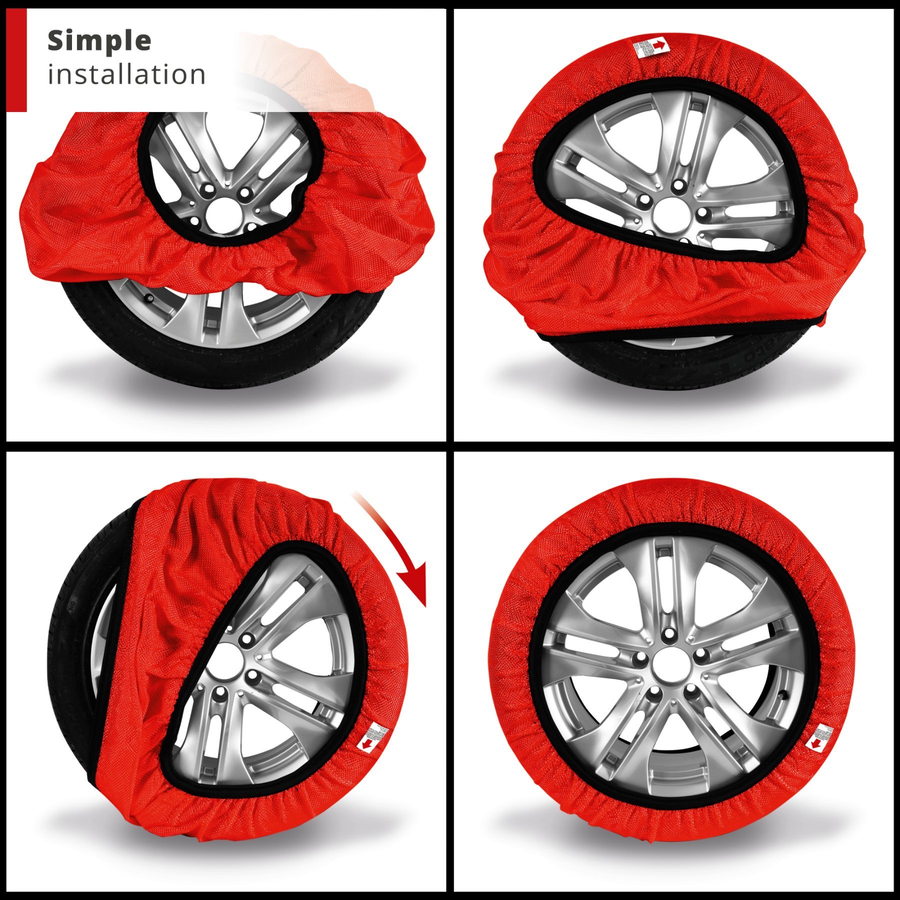 Textile snow chain Alternative Active L, snow socks 2 pieces red
