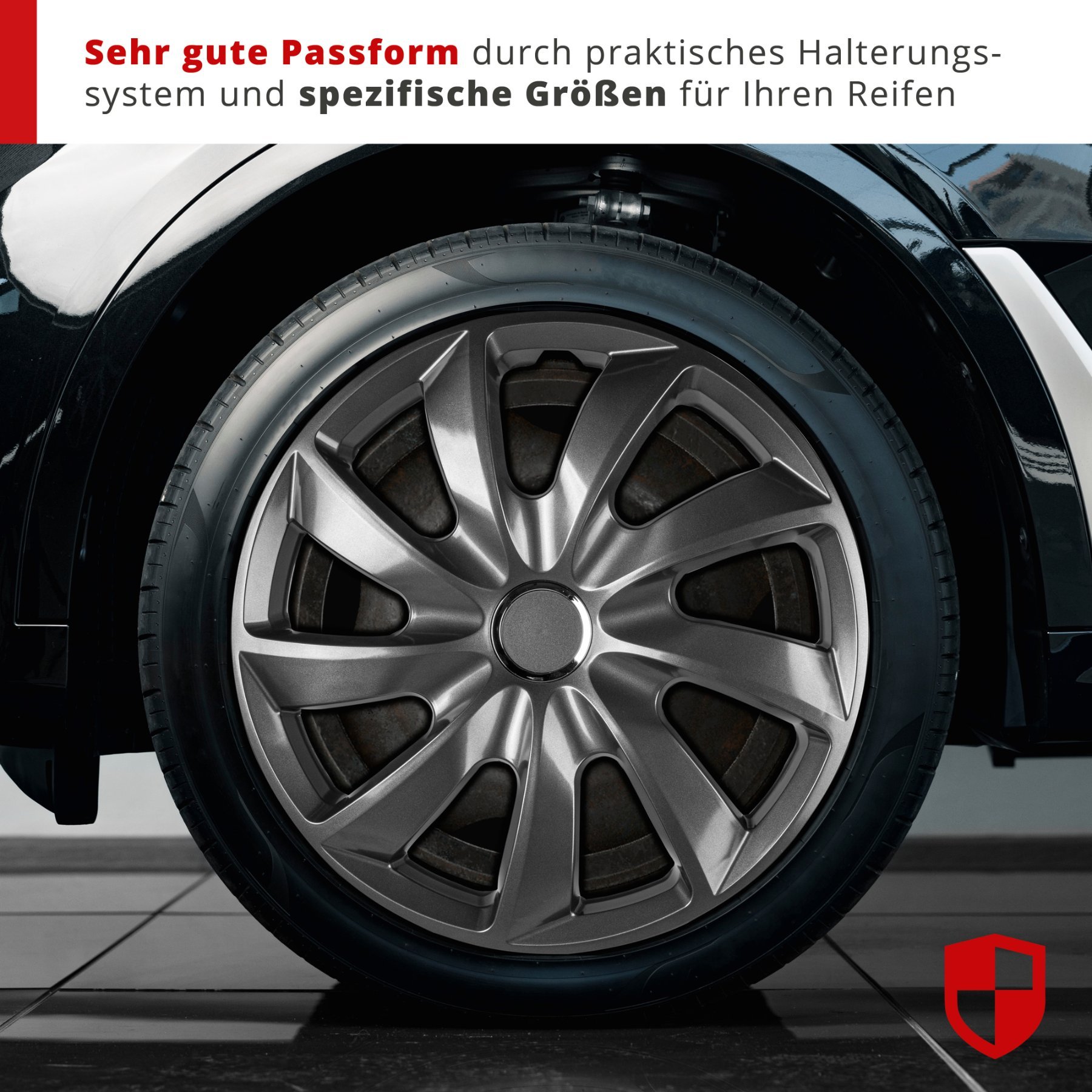 Radzierblenden Turbine 15 Zoll, 4er Satz Radkappen, Radblenden graphite