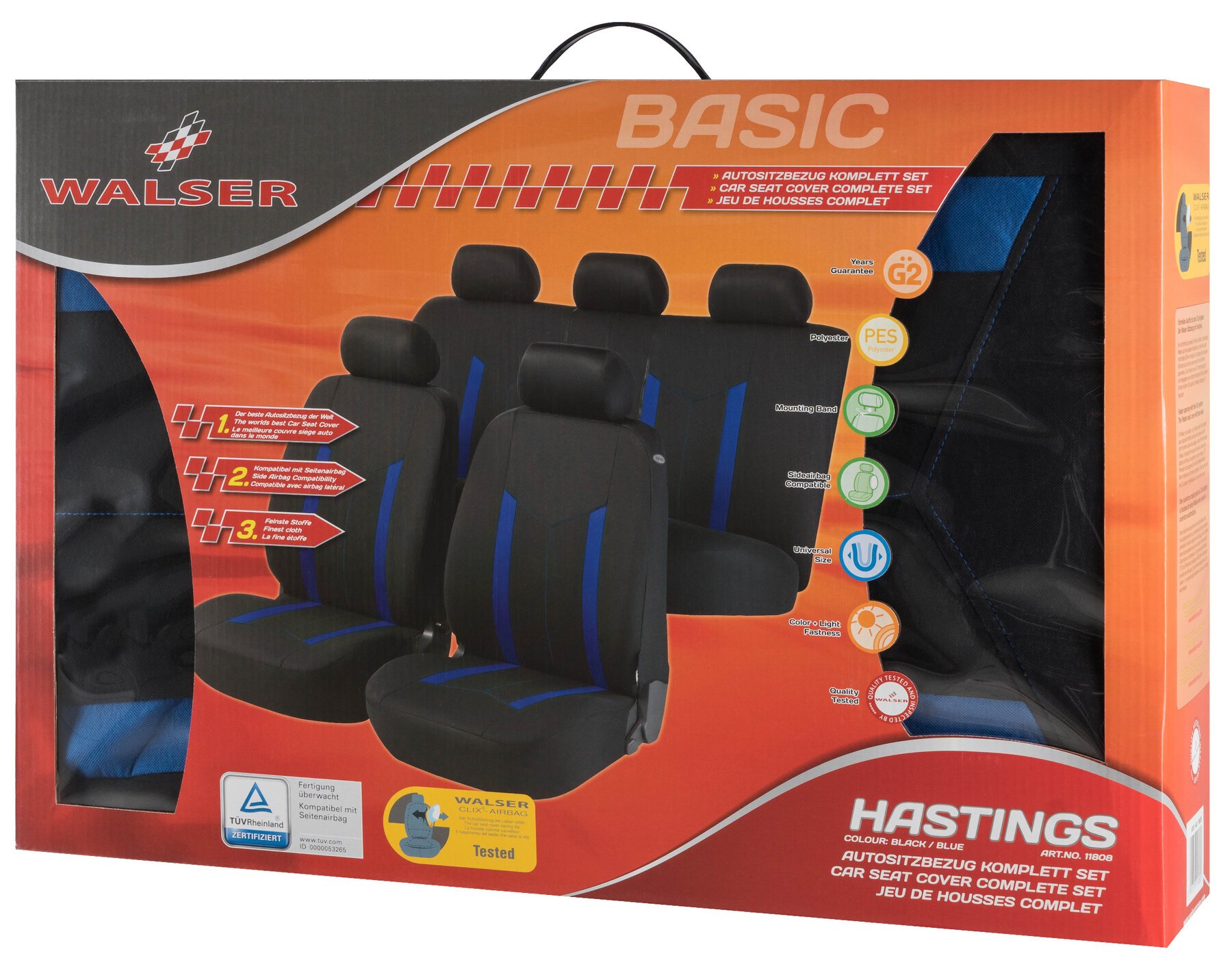 Car Seat cover Hastings blue complete set