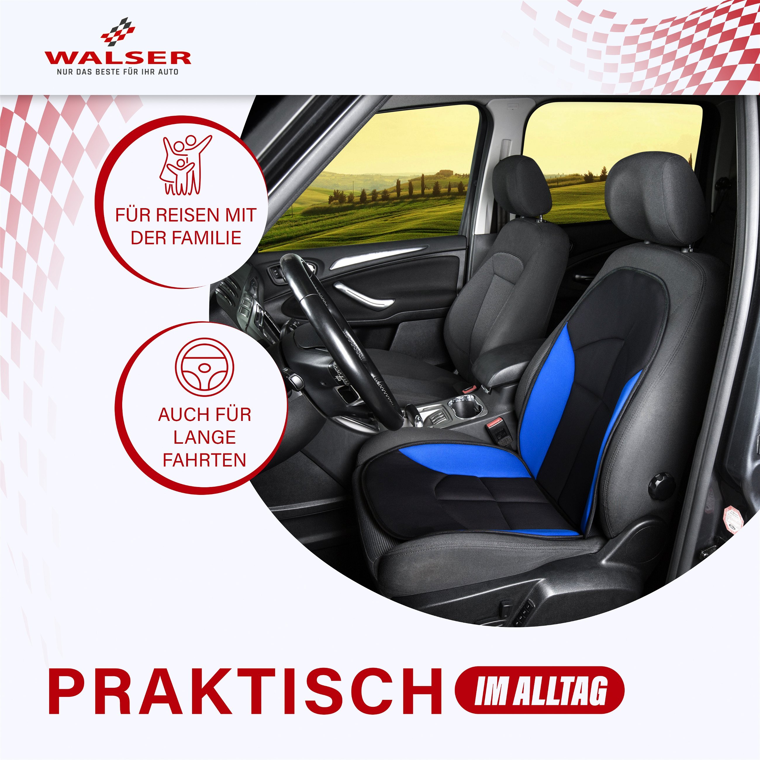 Universal Auto Sitzauflage in blau schwarz von Walser NEU in