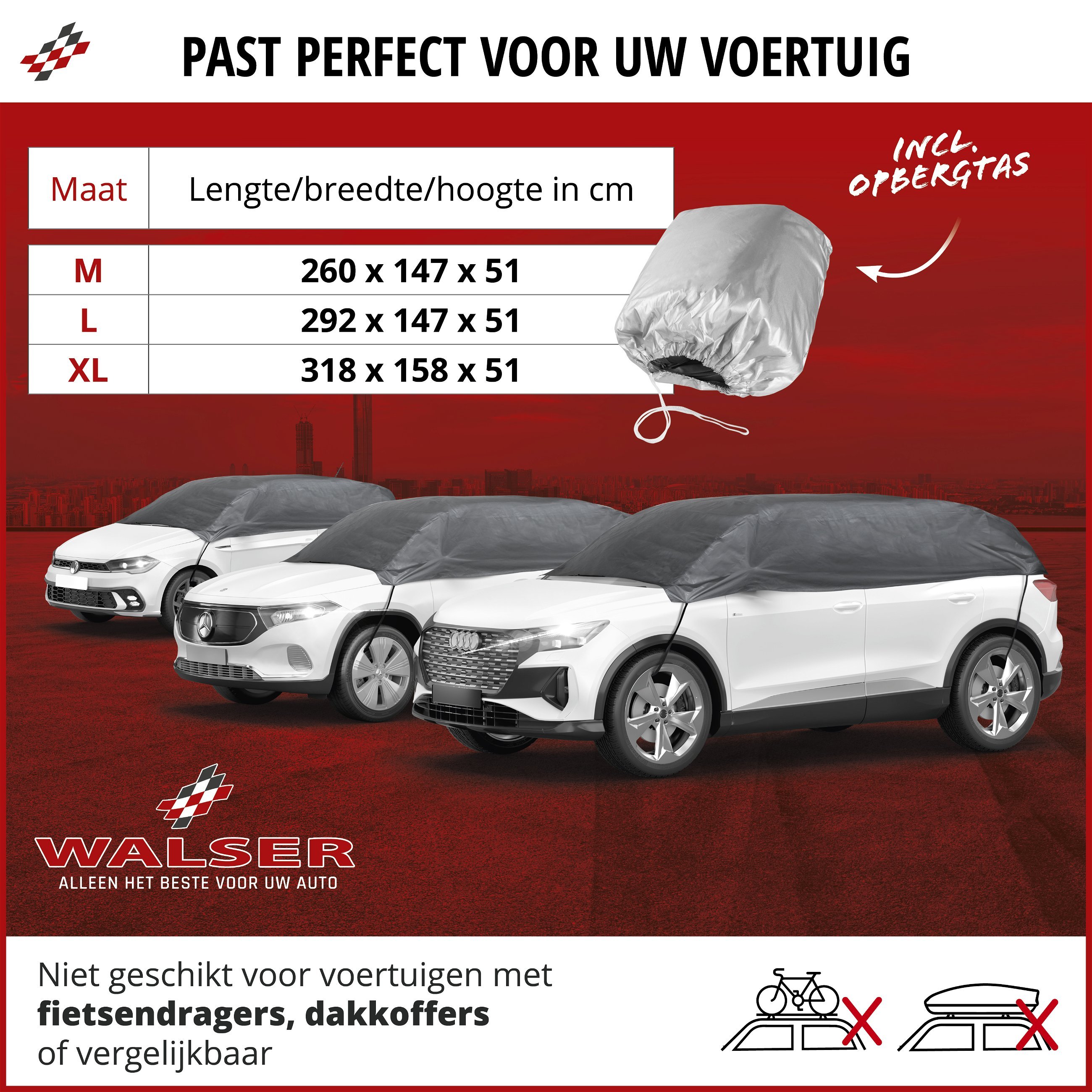 Dekzeil voor auto All Weather Basic, autozeil halve garage maat L grijs