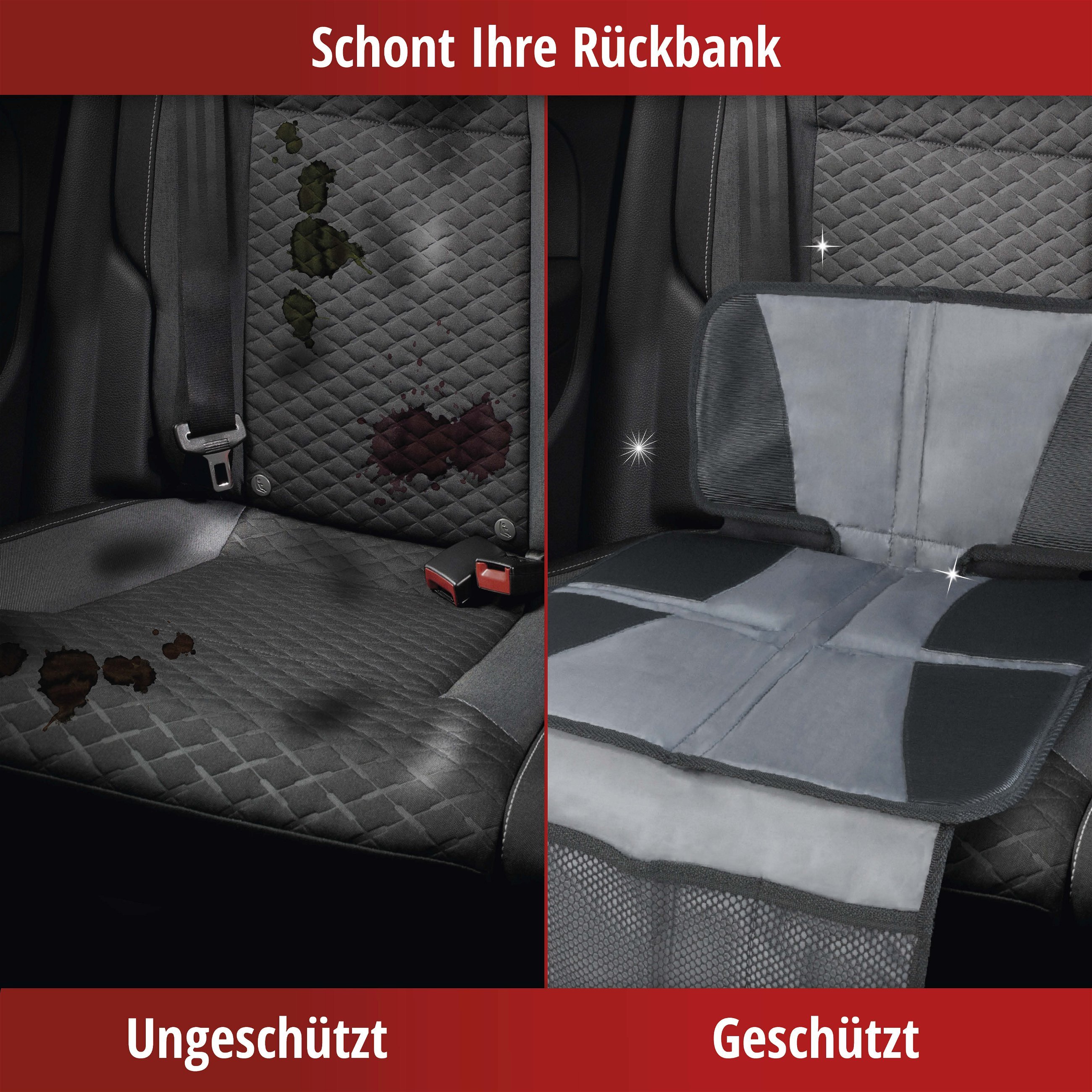 Kindersitzunterlage Tidy Fred, Auto-Schutzunterlage, Sitzschoner Kindersitz grau/schwarz