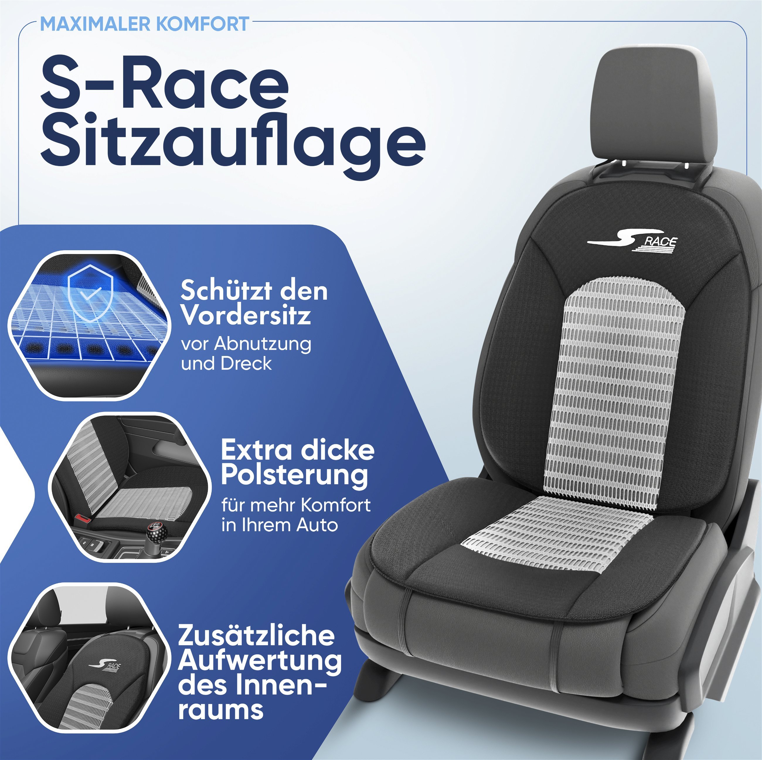 PKW Sitzauflage S-Race, Auto-Sitzaufleger anthrazit
