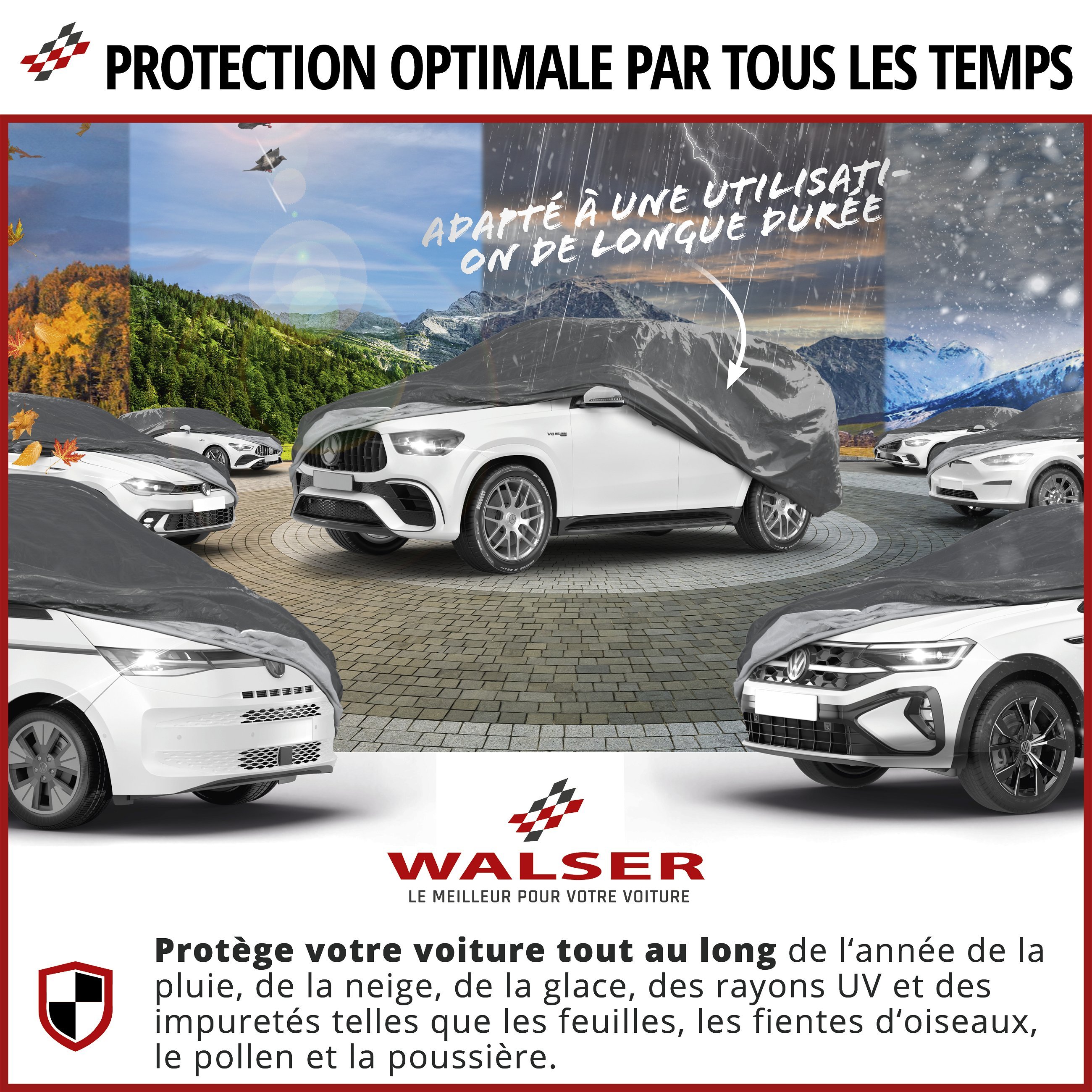 Bâche voiture All Weather Basic, bâche de voiture garage complet Combi taille L gris
