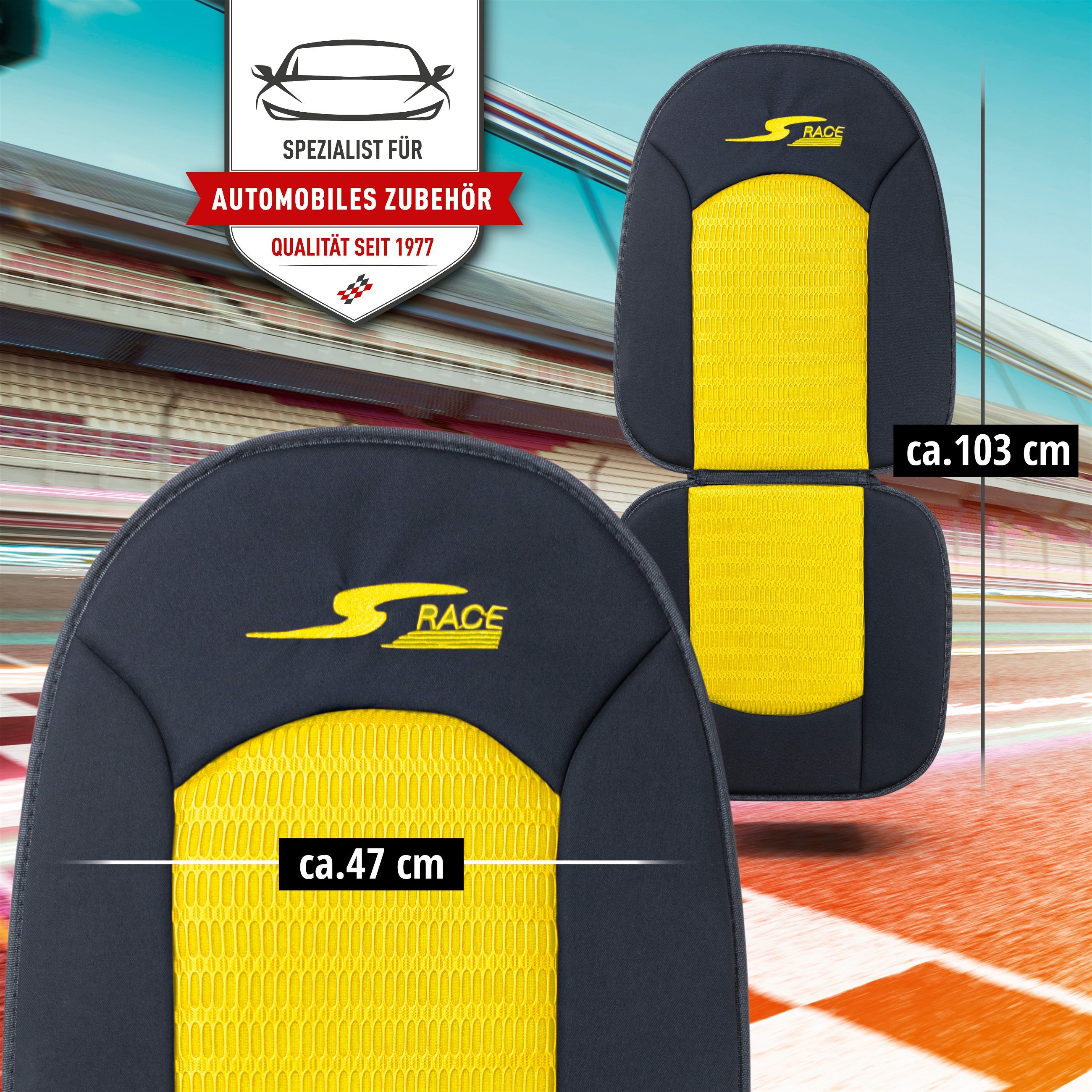 PKW Sitzauflage S-Race, Auto-Sitzaufleger gelb