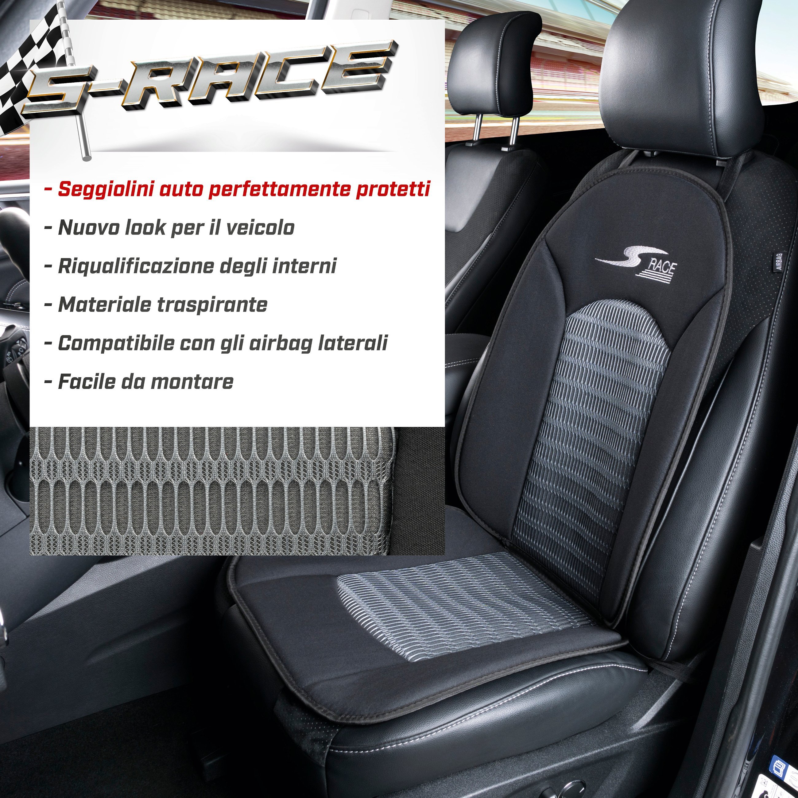 Coprisedili auto S-Race antracite