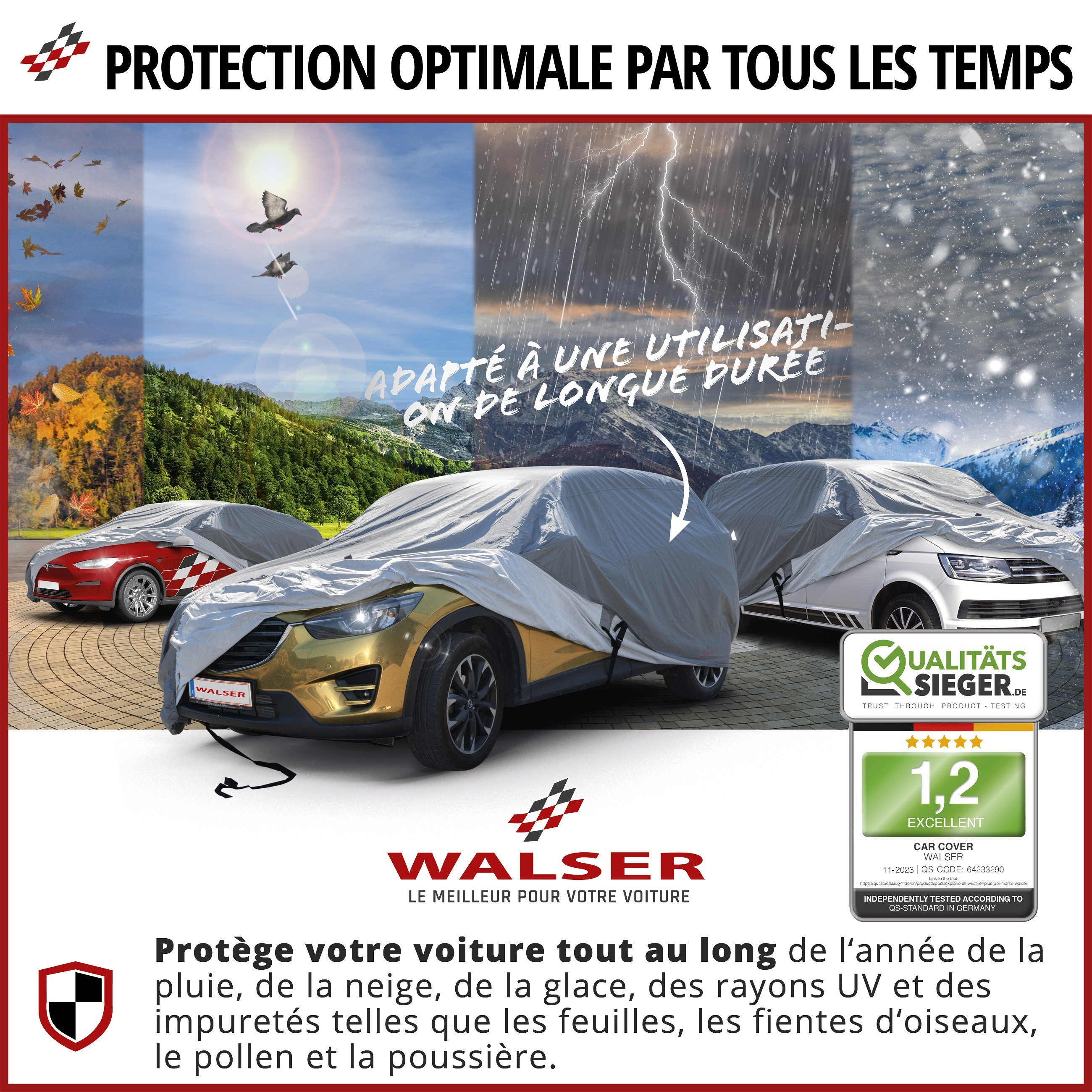 Bâche pour voiture All Weather Plus taille M gris