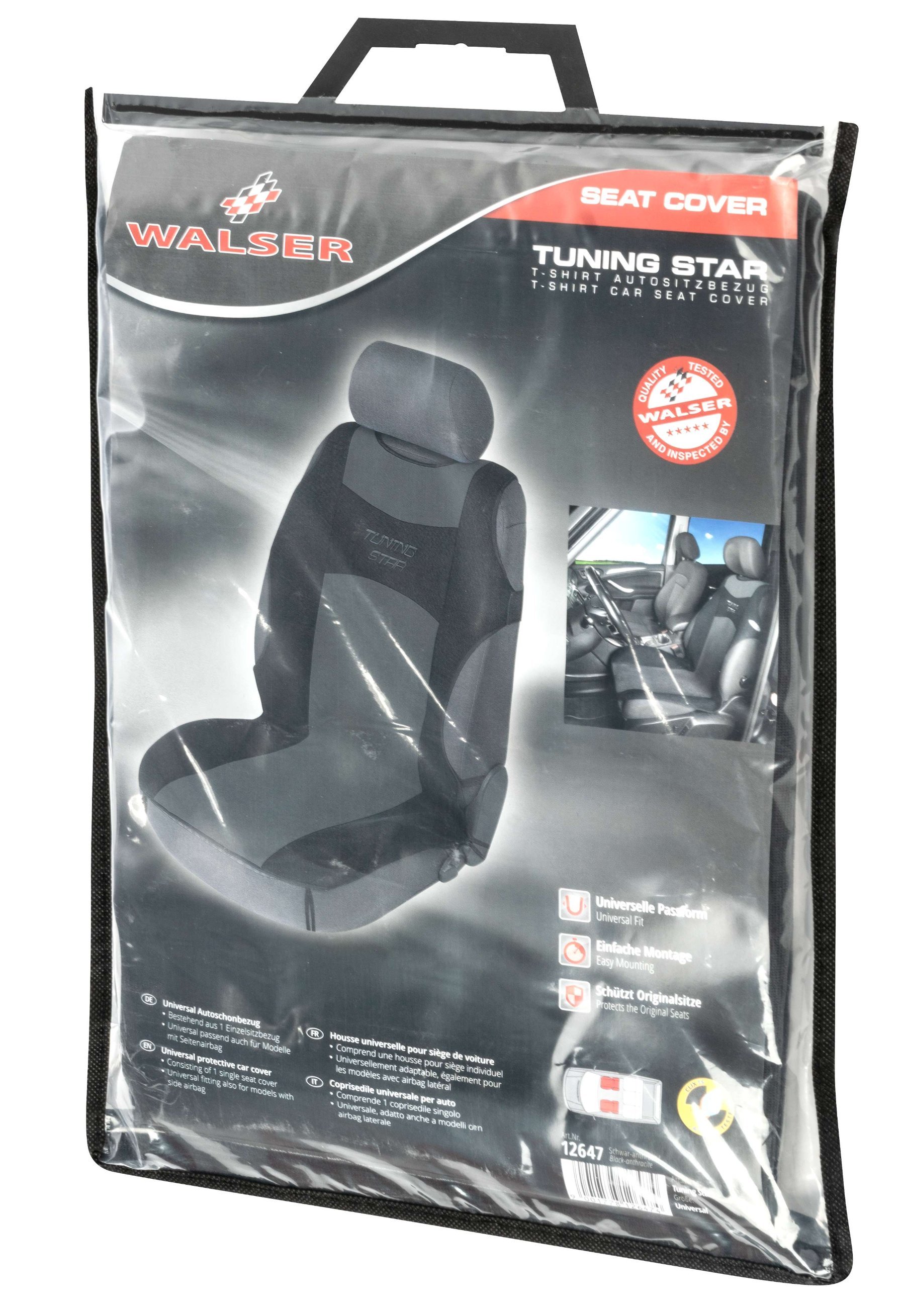 Housse de siège taille universelle Tuning Star noir anthracite