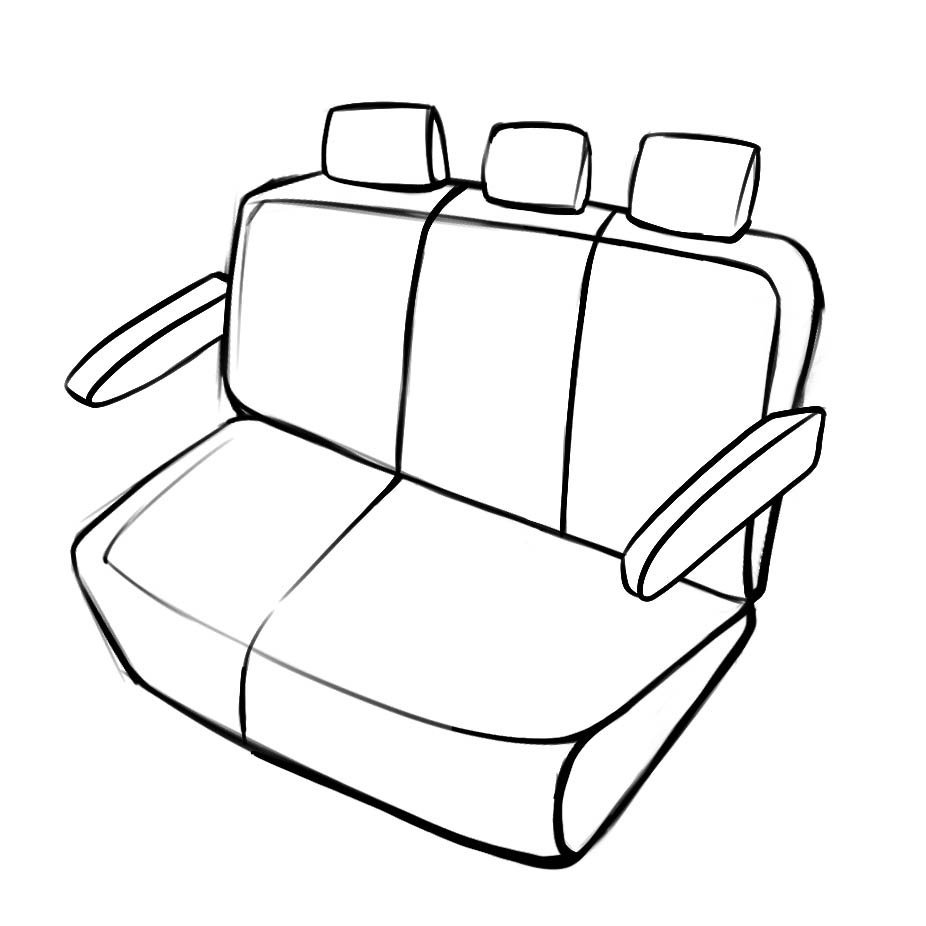 Housse de siège Bari pour Mercedes-Benz VITO Mixto W447 10/2014-auj., 1 housse de siège arrière pour les sièges normaux