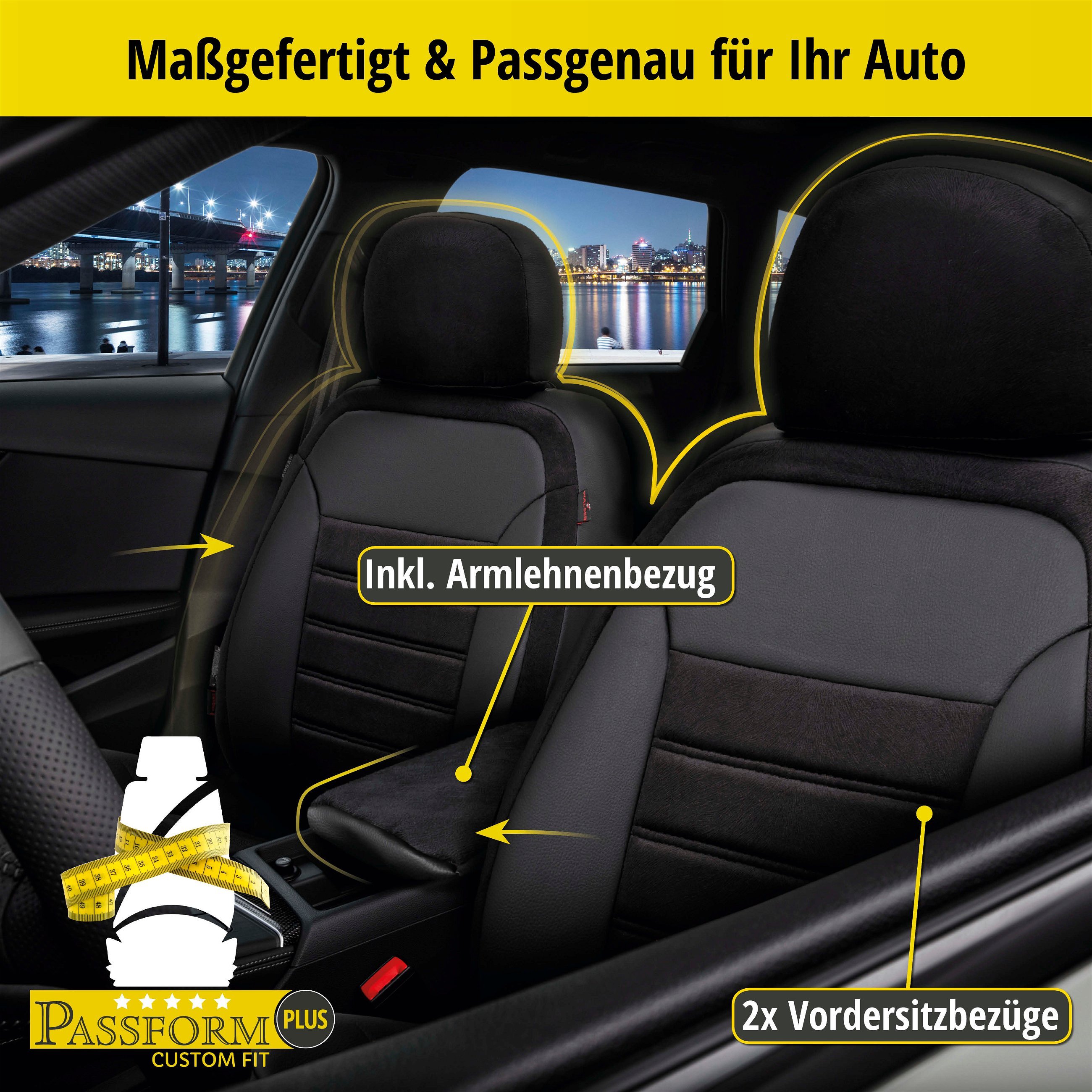 Passform Sitzbezug Bari für VW Golf VII Comfortline 08/2012-03/2021, 2 Einzelsitzbezüge für Normalsitze