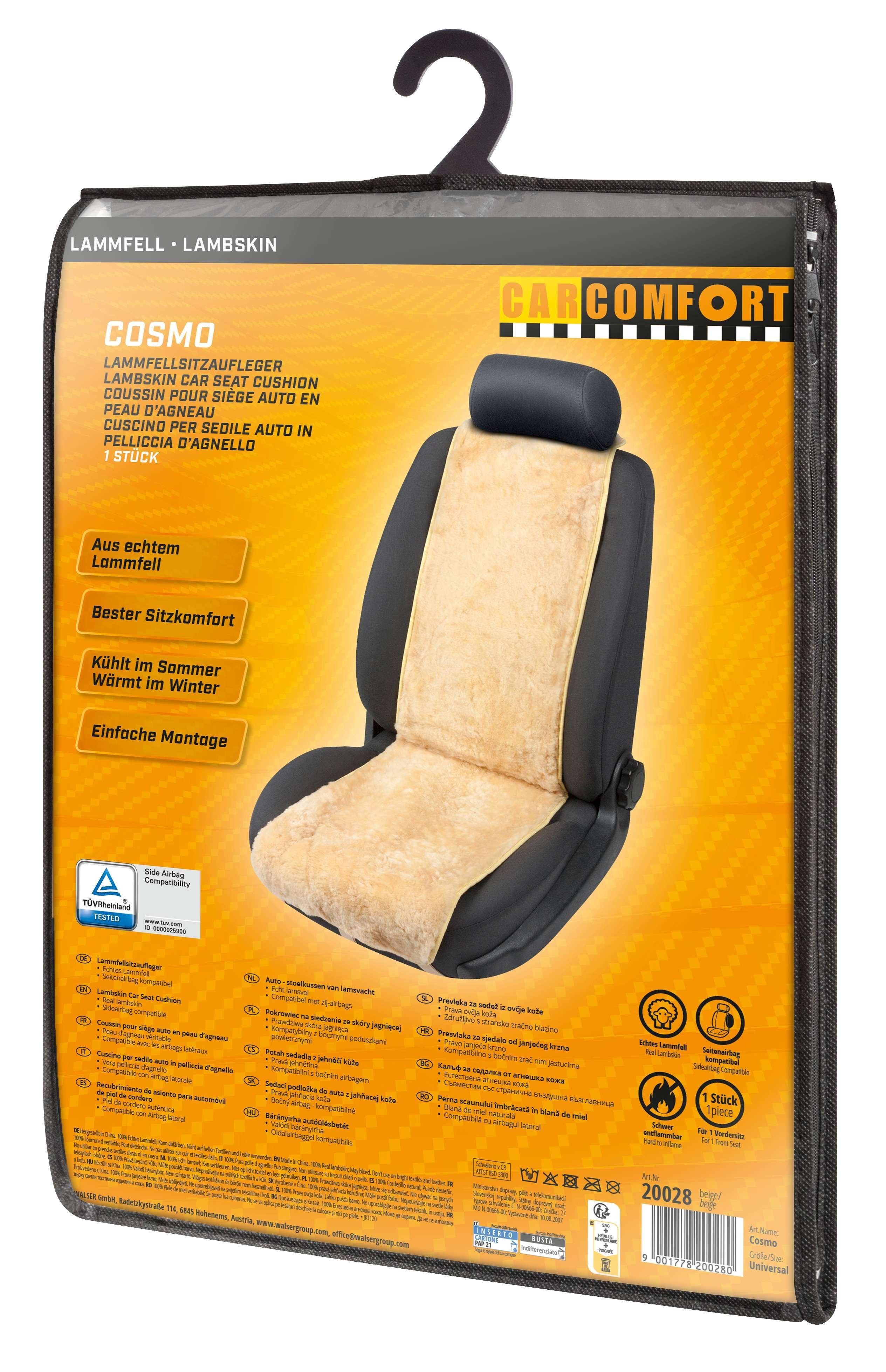 Car Seat cover in lambskin Cosmo beige 12-14mm fur height