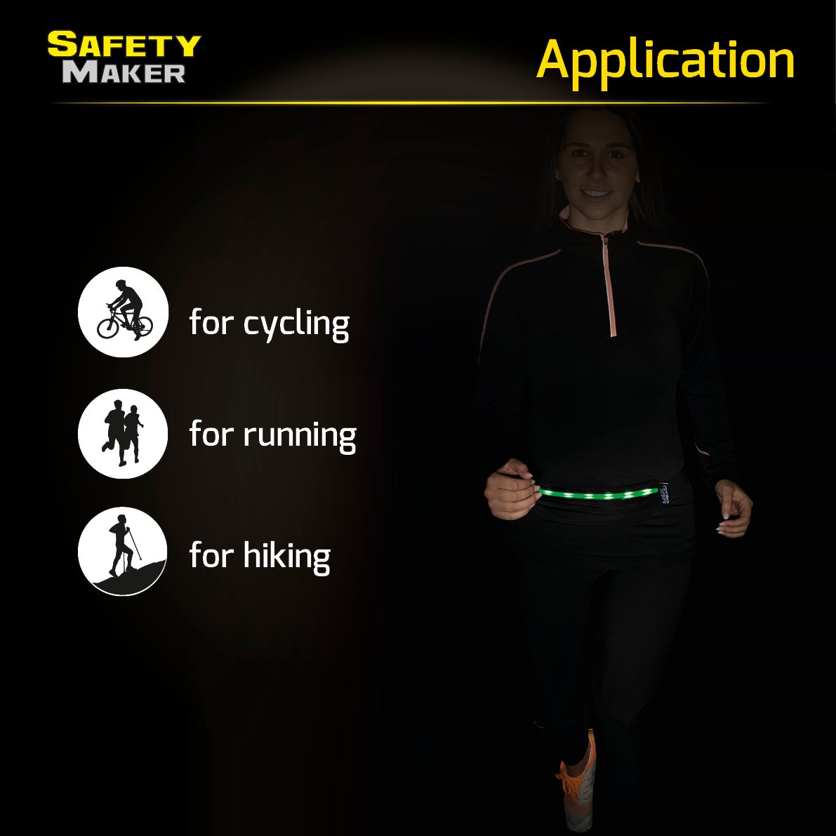 LED belt pouch black green